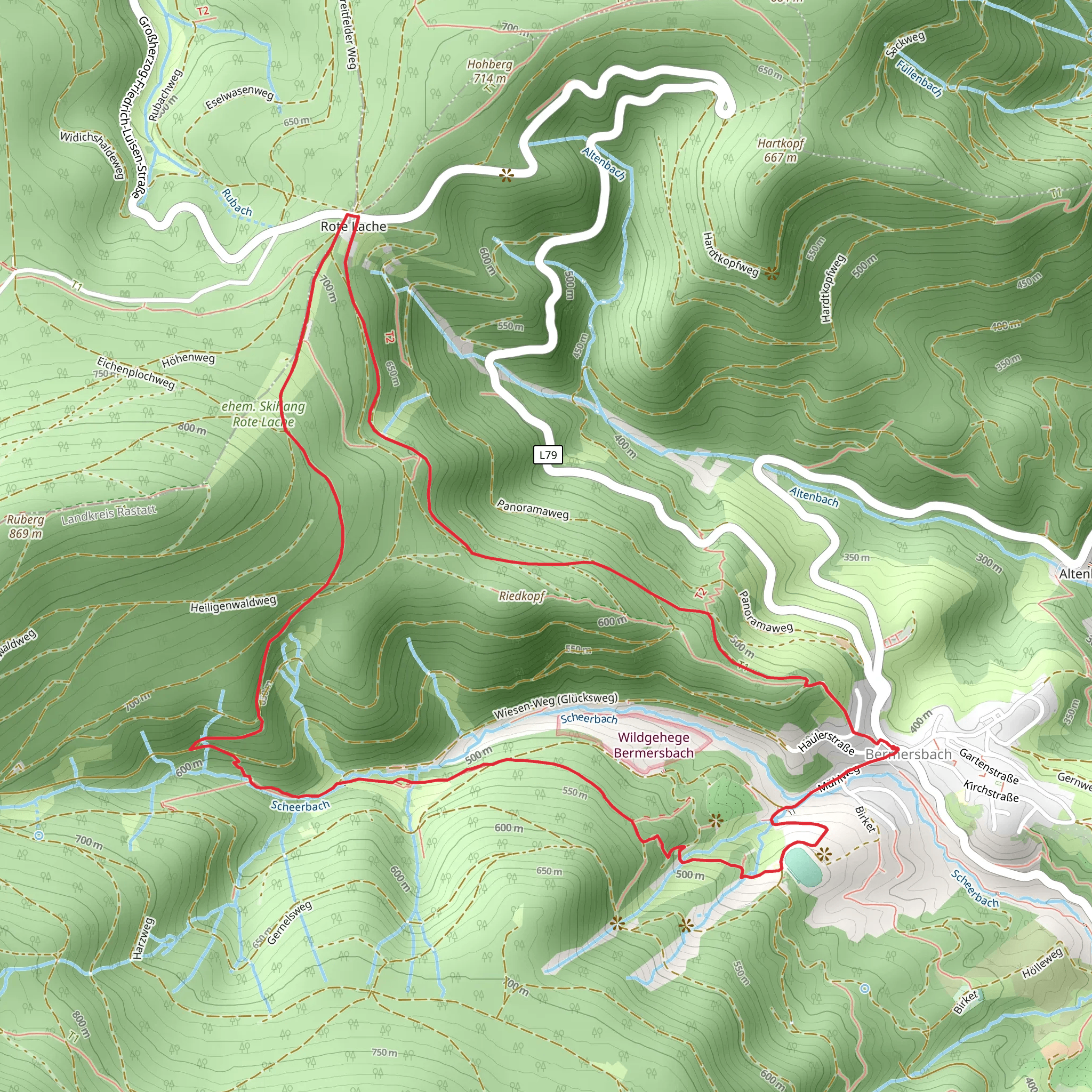 Gluecksweg and Riedkopfrundweg mobile static map