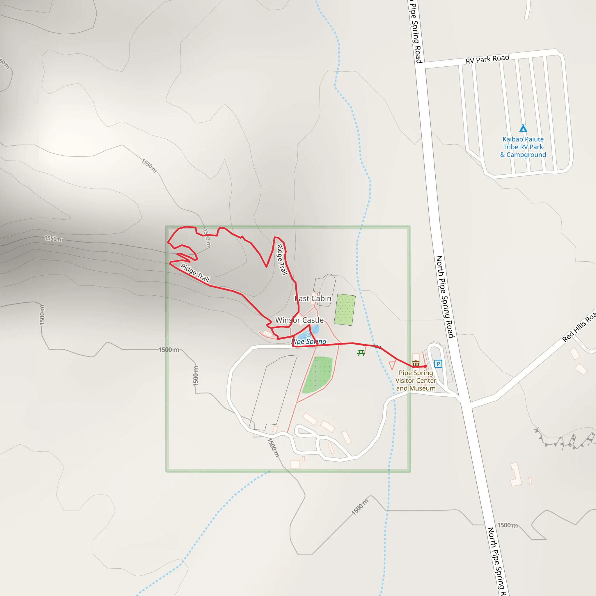 Ridge Loop Trail - Pipe Spring Road mobile static map