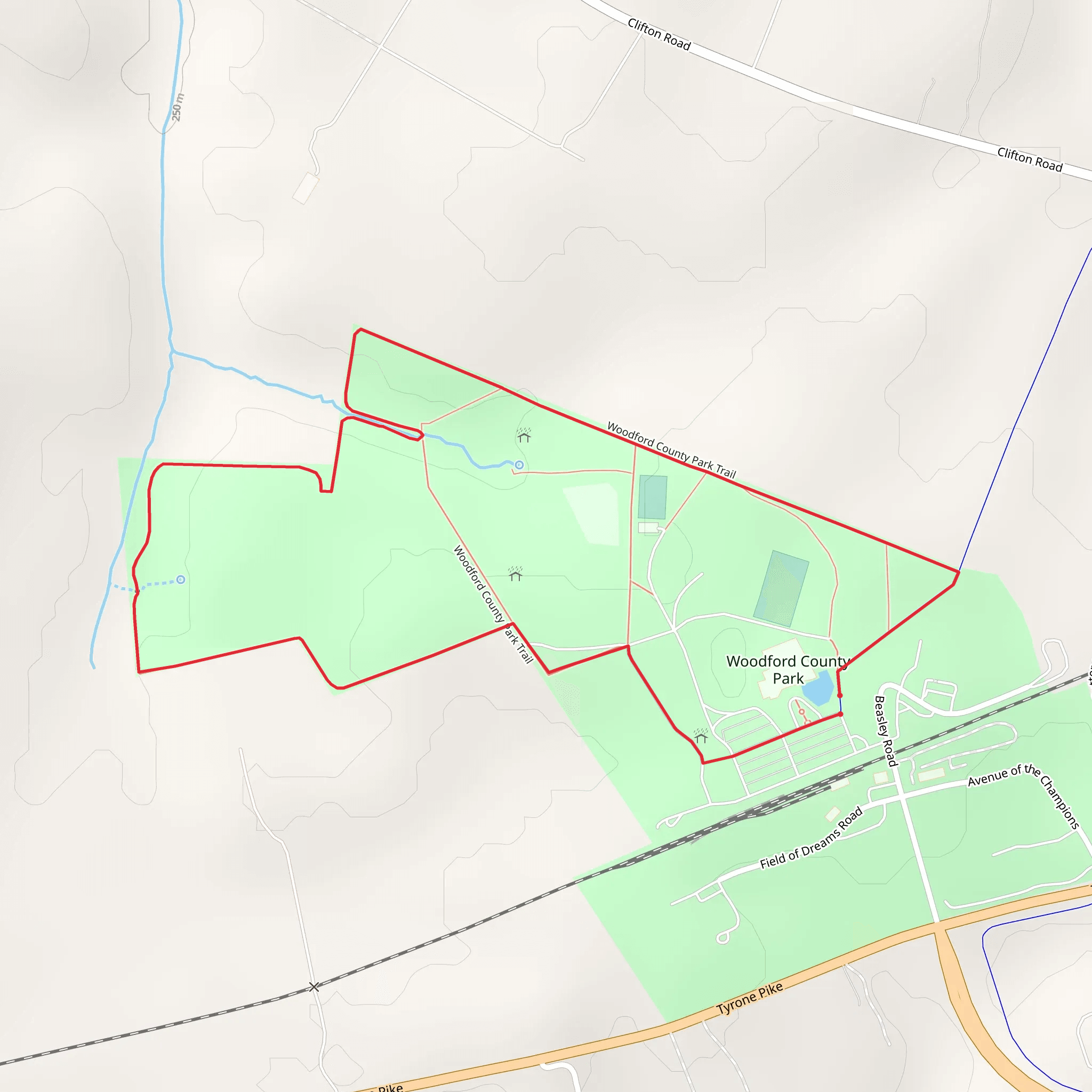 Woodford County Park Loop Trail mobile static map