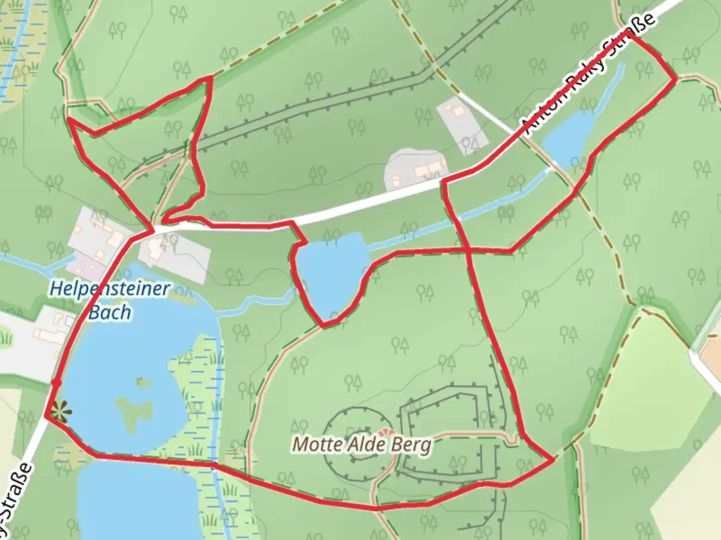 An image depicting the trail Raky Weiher via Wegberger Muehlen Tour and its surrounding area.