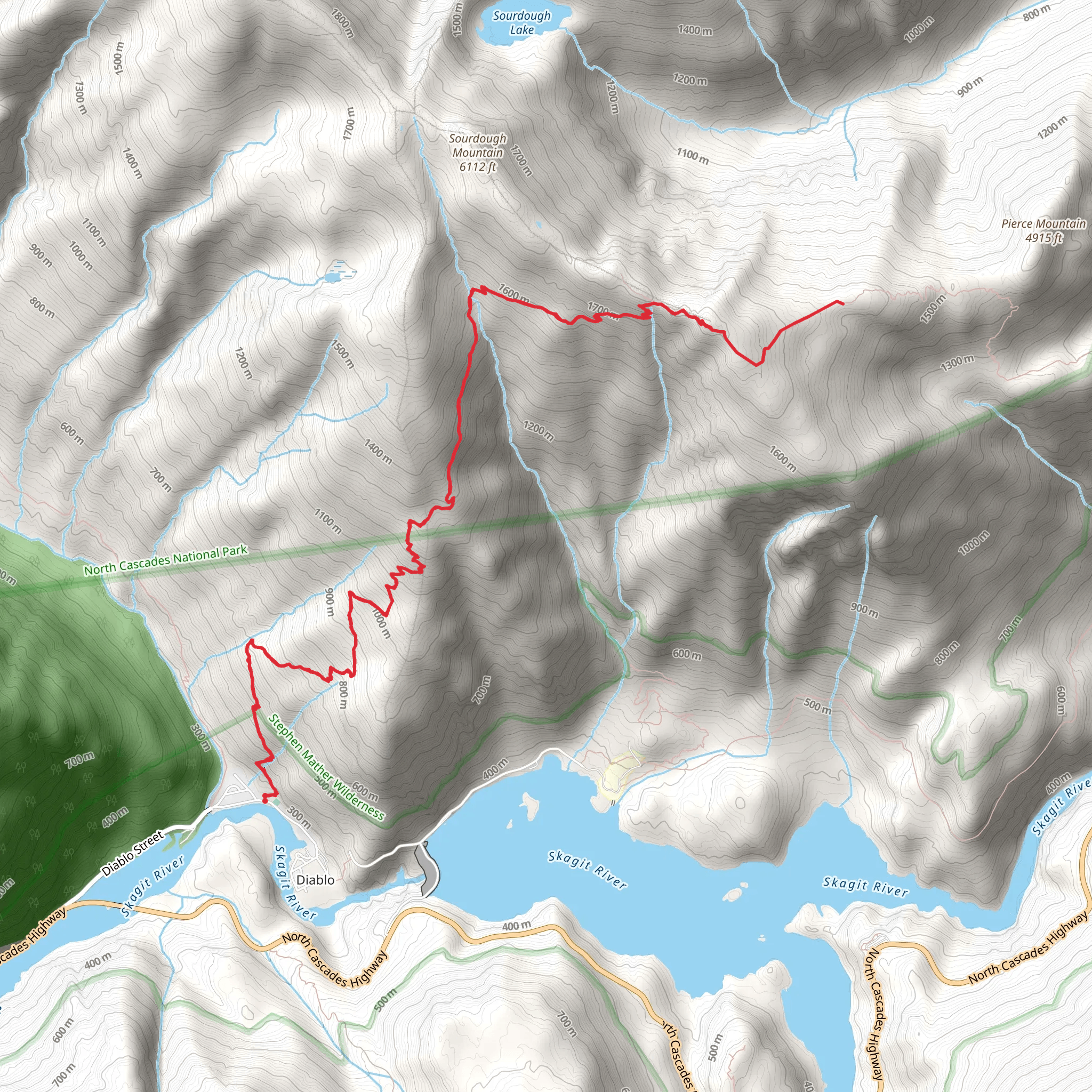 Pierce Mountain Camp via Sourdough Mountain Trail mobile static map