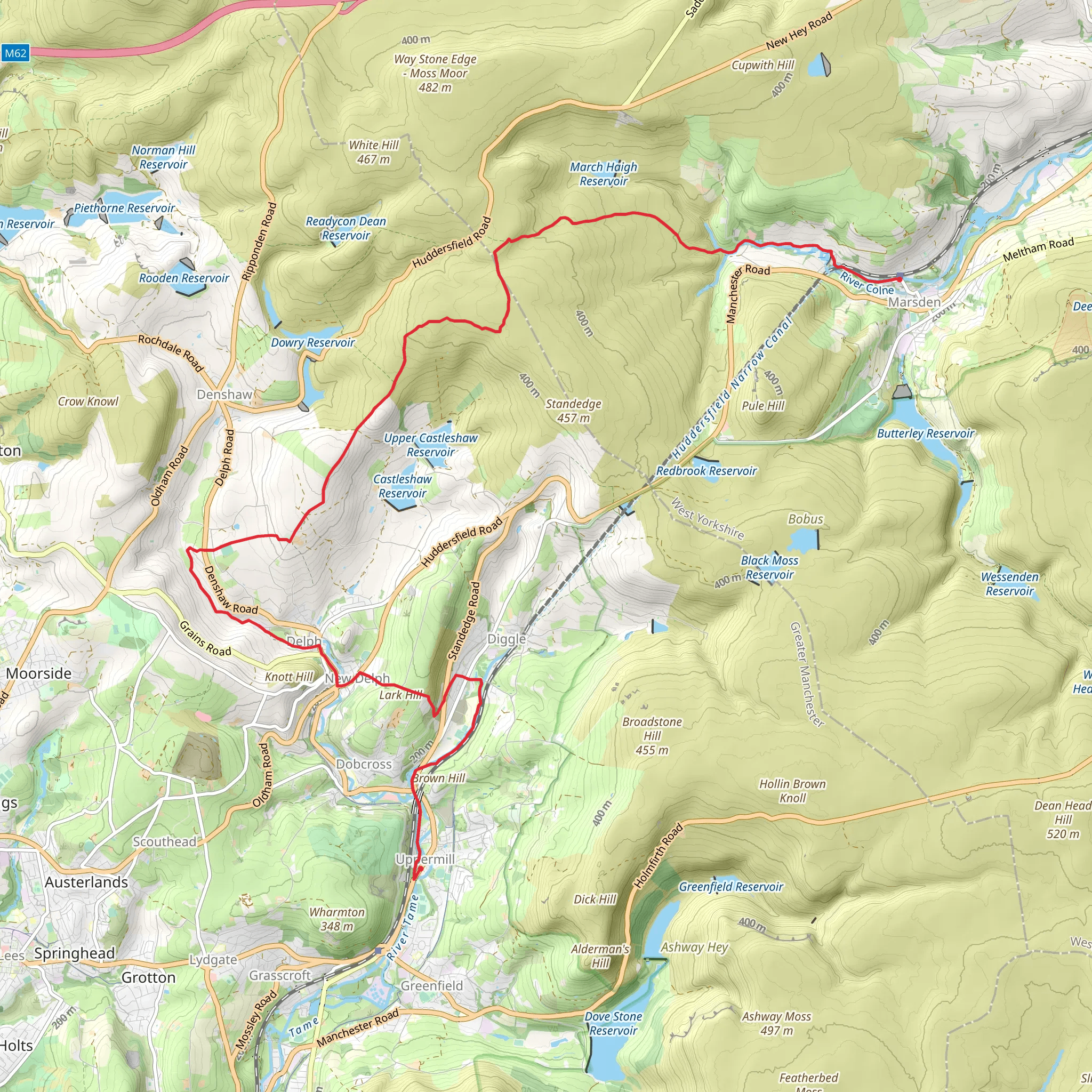 Hind Hill via Standedge Trail and Packhorse Route mobile static map