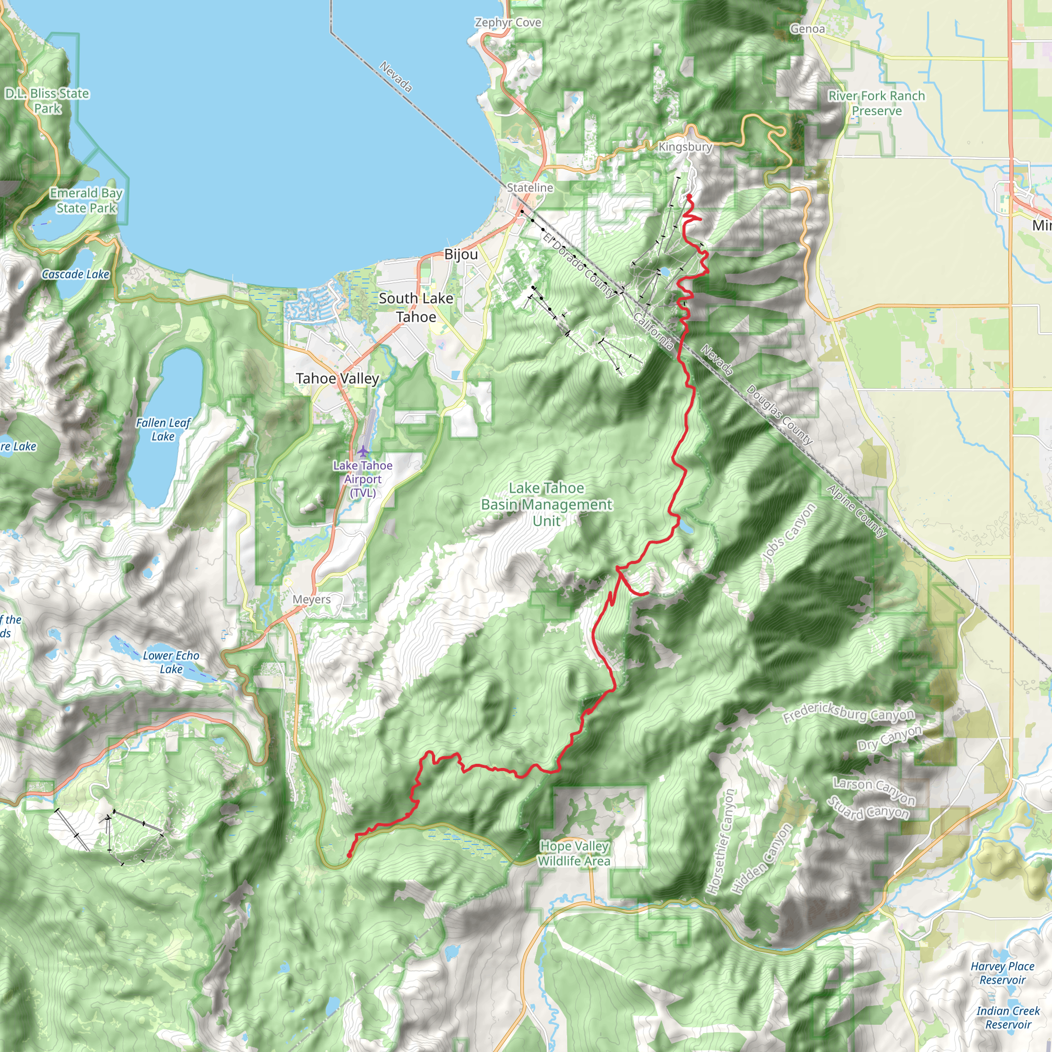 Freel Peak and Tahoe Rim Trail mobile static map