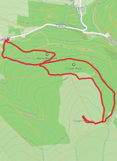 Hike on Cruagh - Sli na Slainte mobile static map