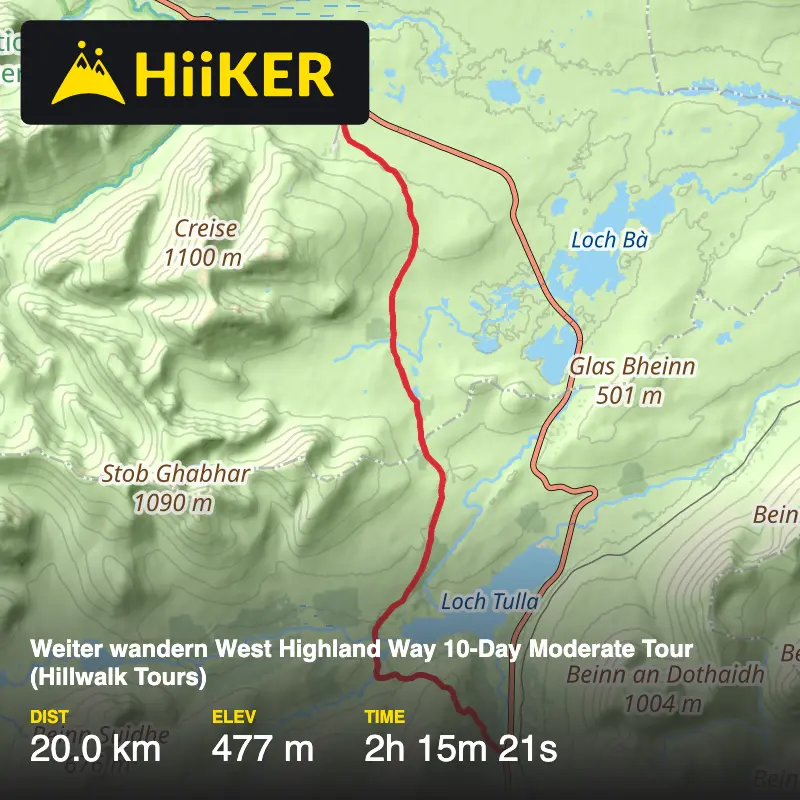 A map preview of the recording Weiter wandern West Highland Way 10-Day Moderate Tour (Hillwalk Tours).