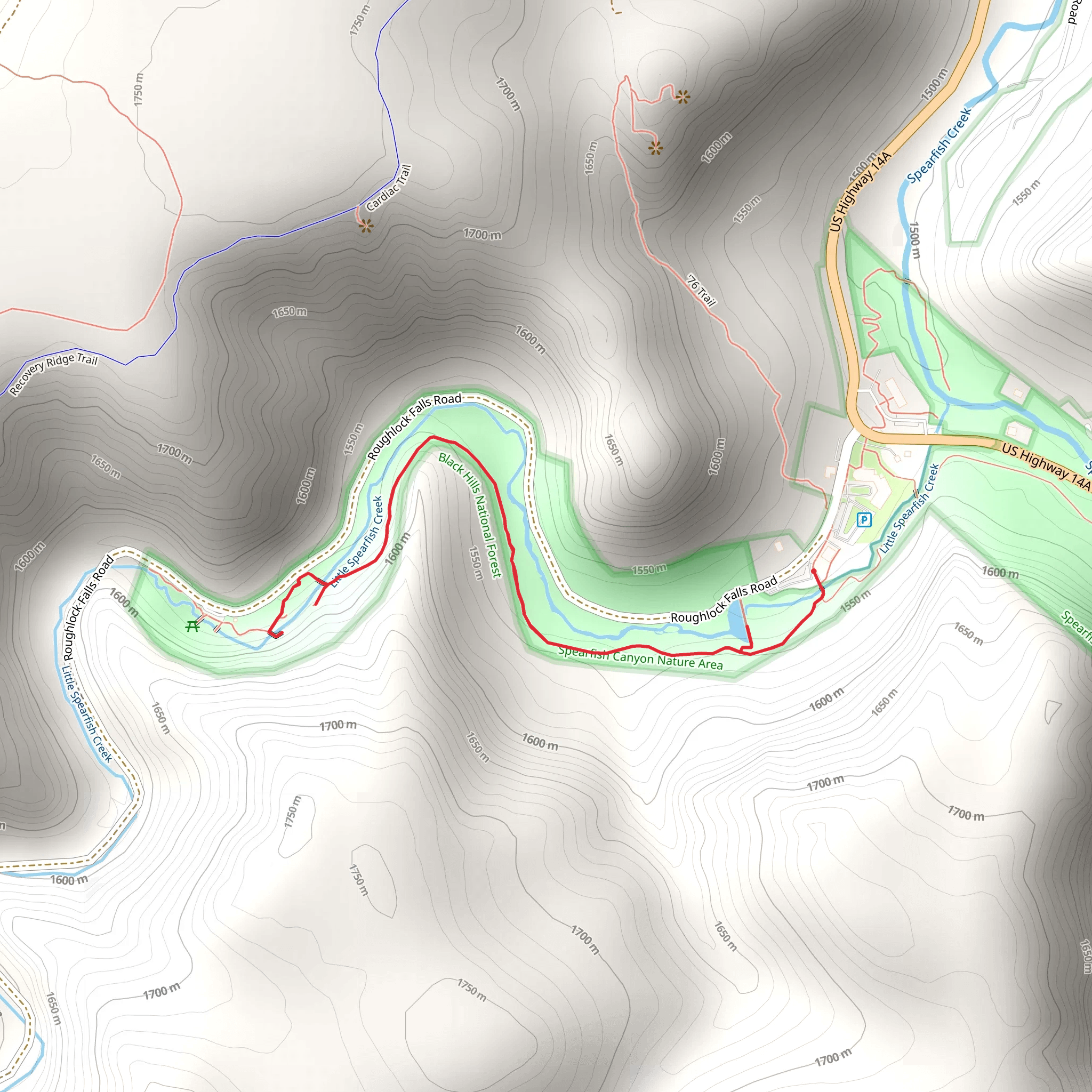 Little Spearfish Creek and Roughlock Falls mobile static map