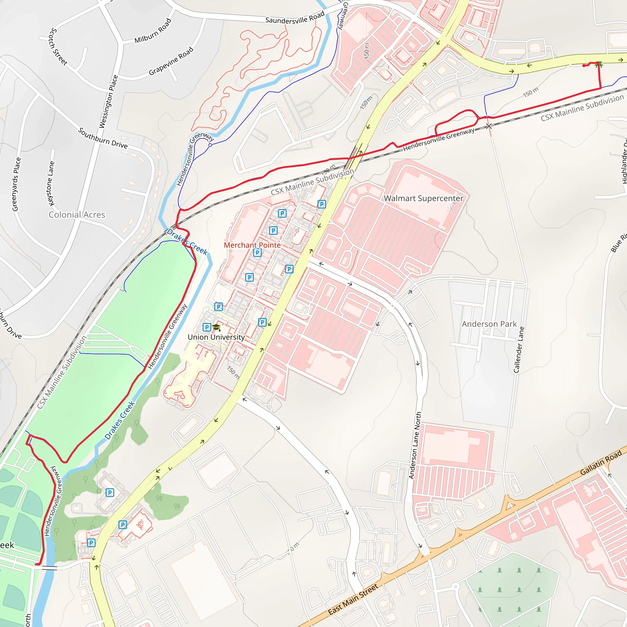Hendersonville Greenway mobile static map