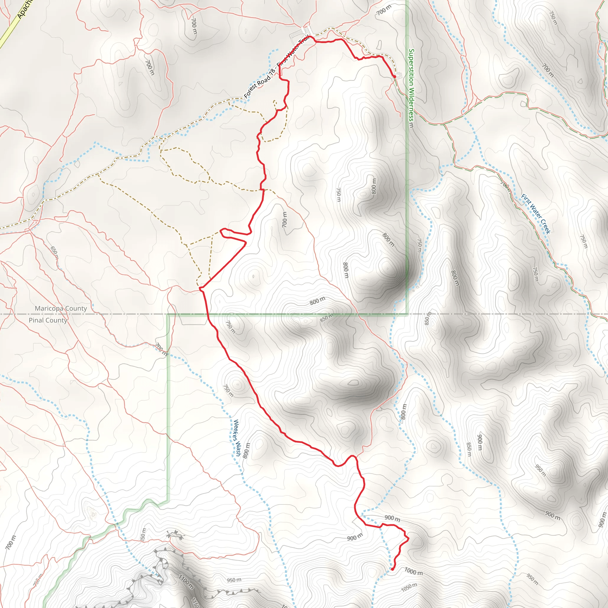 Massacre Falls via Dutchman Trail mobile static map