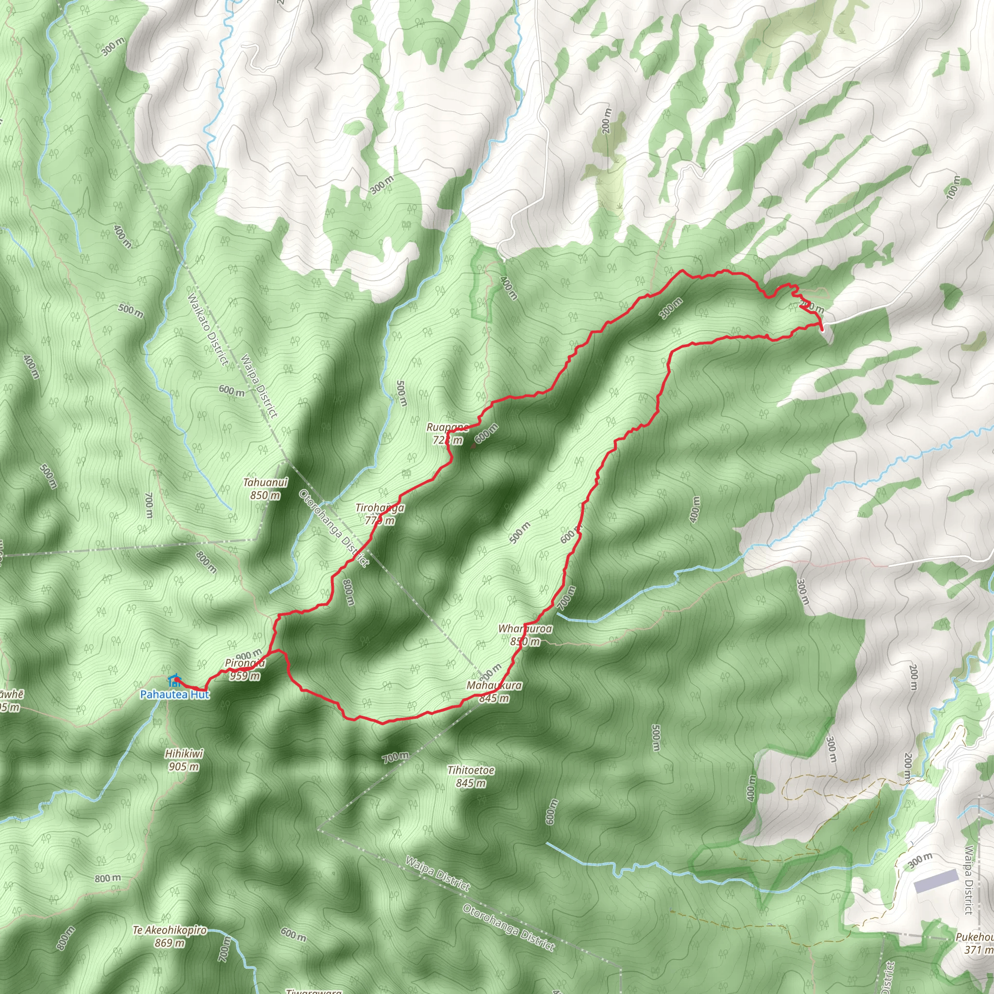 Pirongia Summit - Tirohanga to Mahaukura Round Trip mobile static map