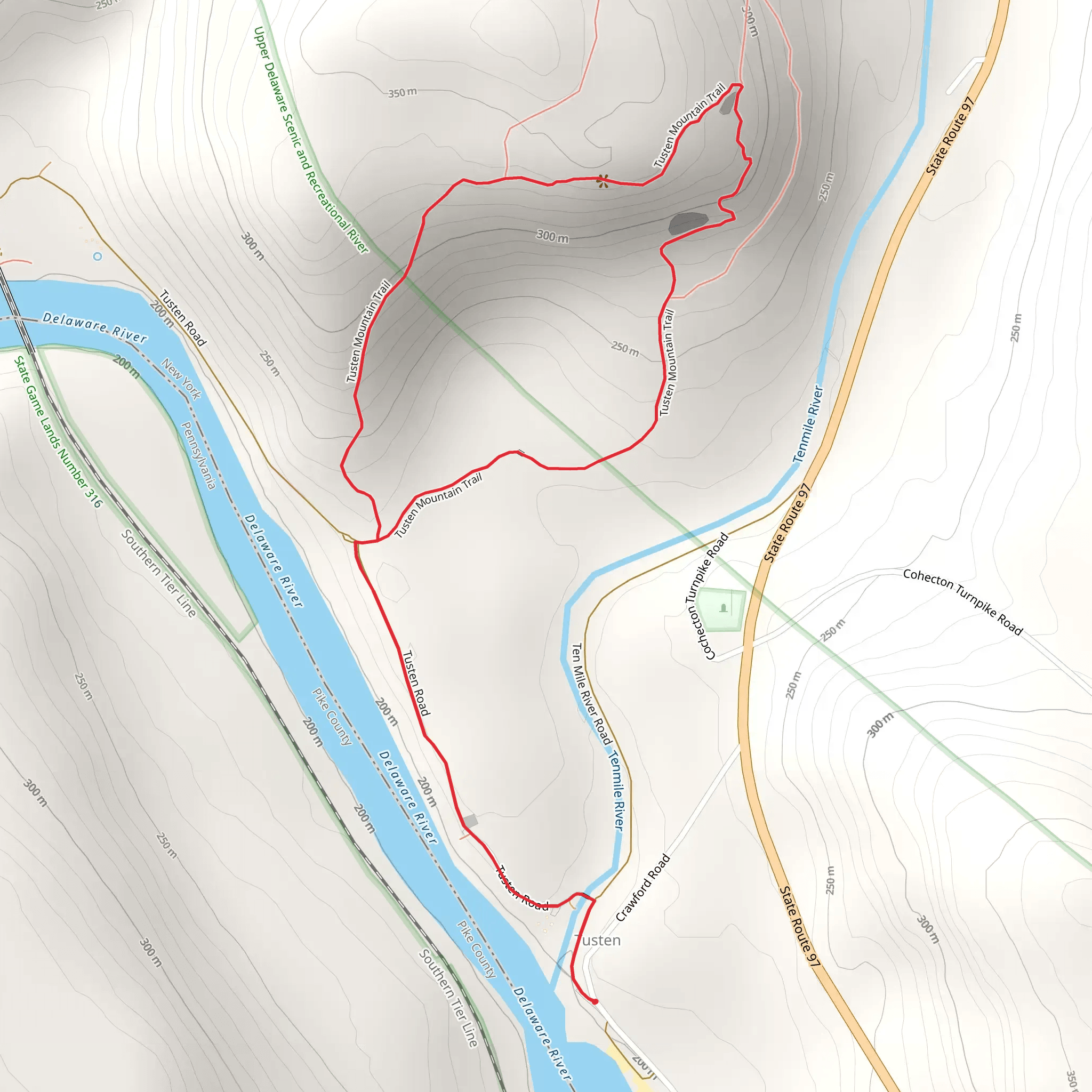Tusten Mountain Trail Loop mobile static map