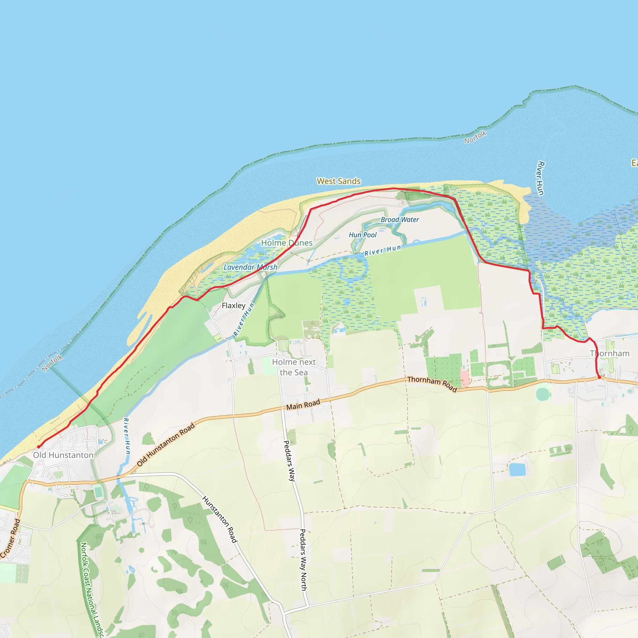 Old Hunstanton to Thornham by the Coast Path mobile static map