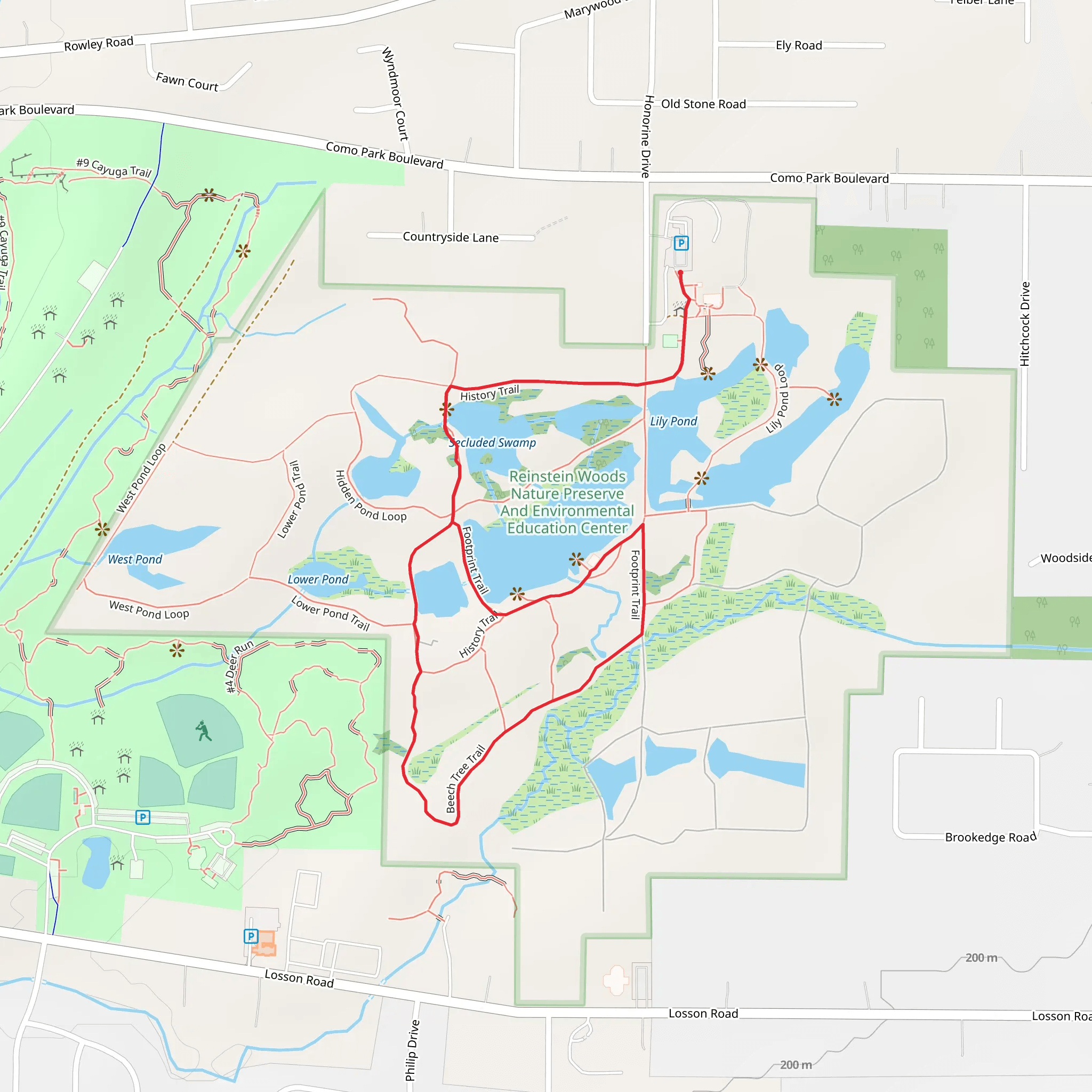 Flattail Lake via Beech Tree Trail mobile static map