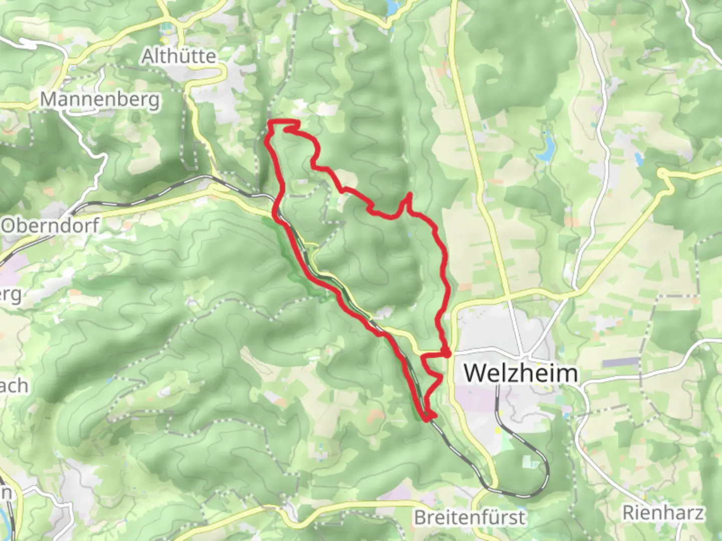 An image depicting the trail Bahnerlebnispfad and FeenSpuren Drei Schluchten and its surrounding area.