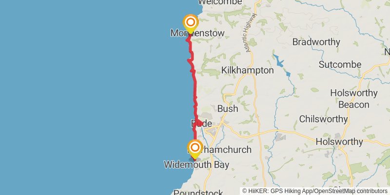 South West Coast Path - Clovelly to Tintagel stage 3 Map