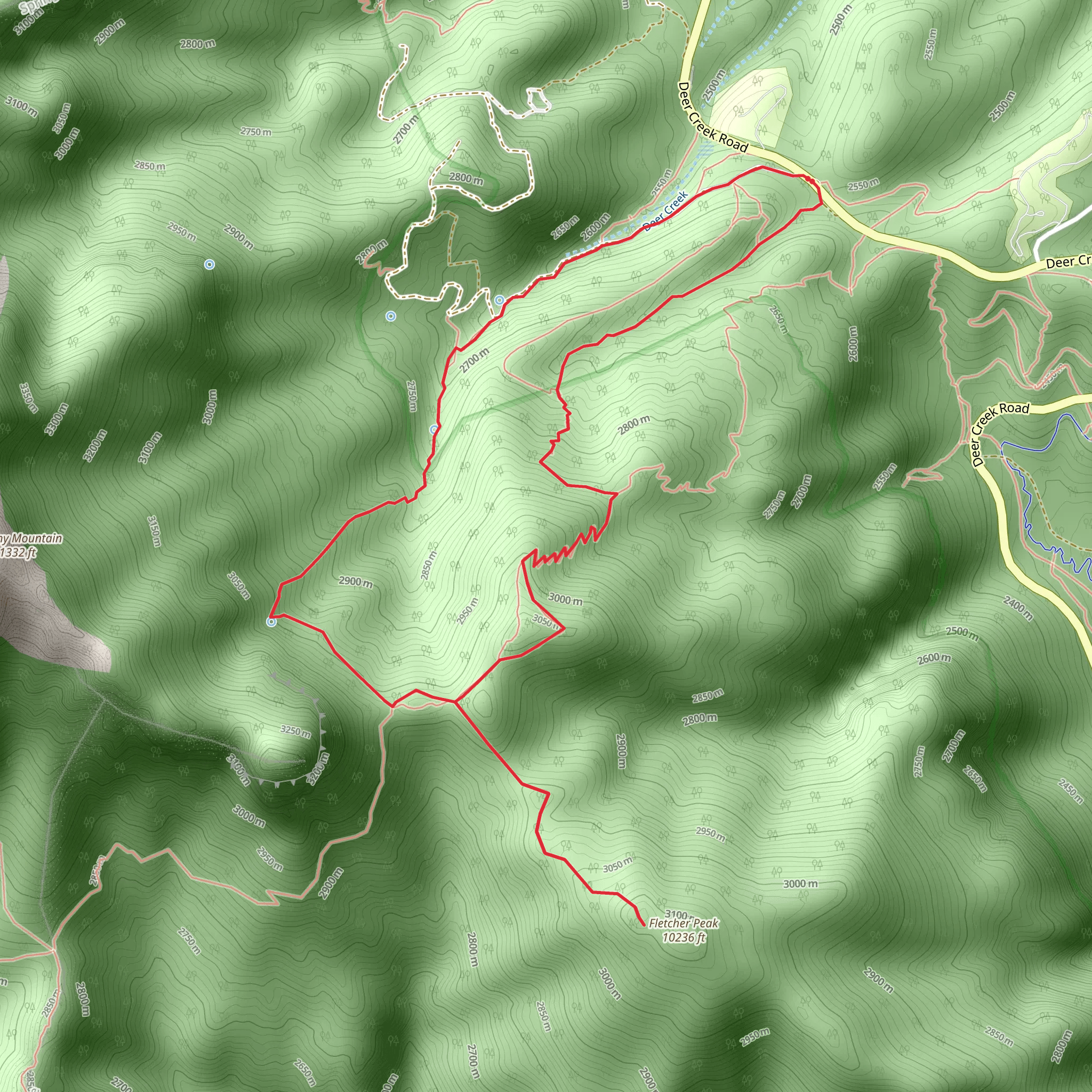 Fletcher Peak and Wildhorse Canyon Loop mobile static map