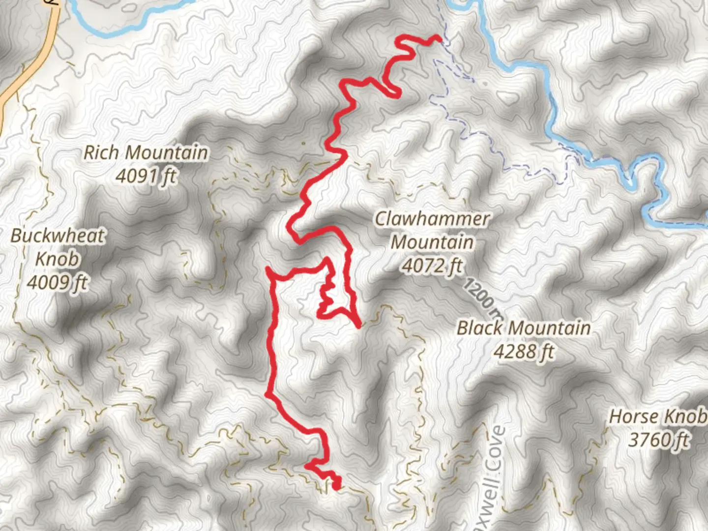 An image depicting the trail Buckhorn Gap Trail and its surrounding area.