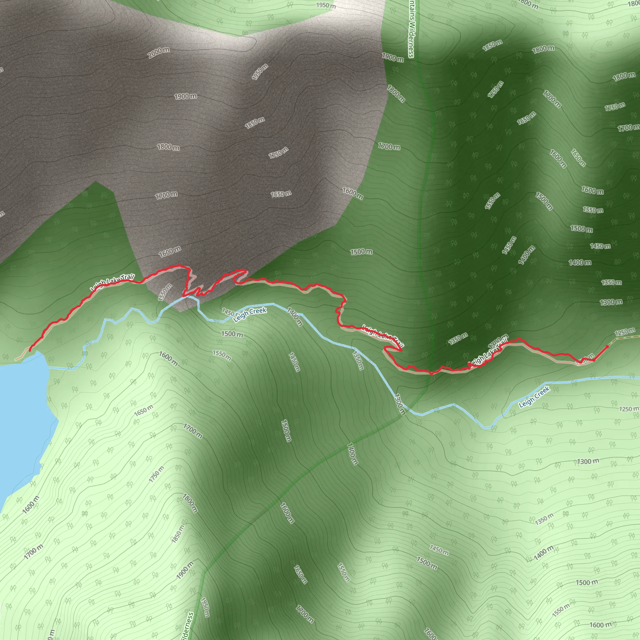 Leigh Lake Trail mobile static map
