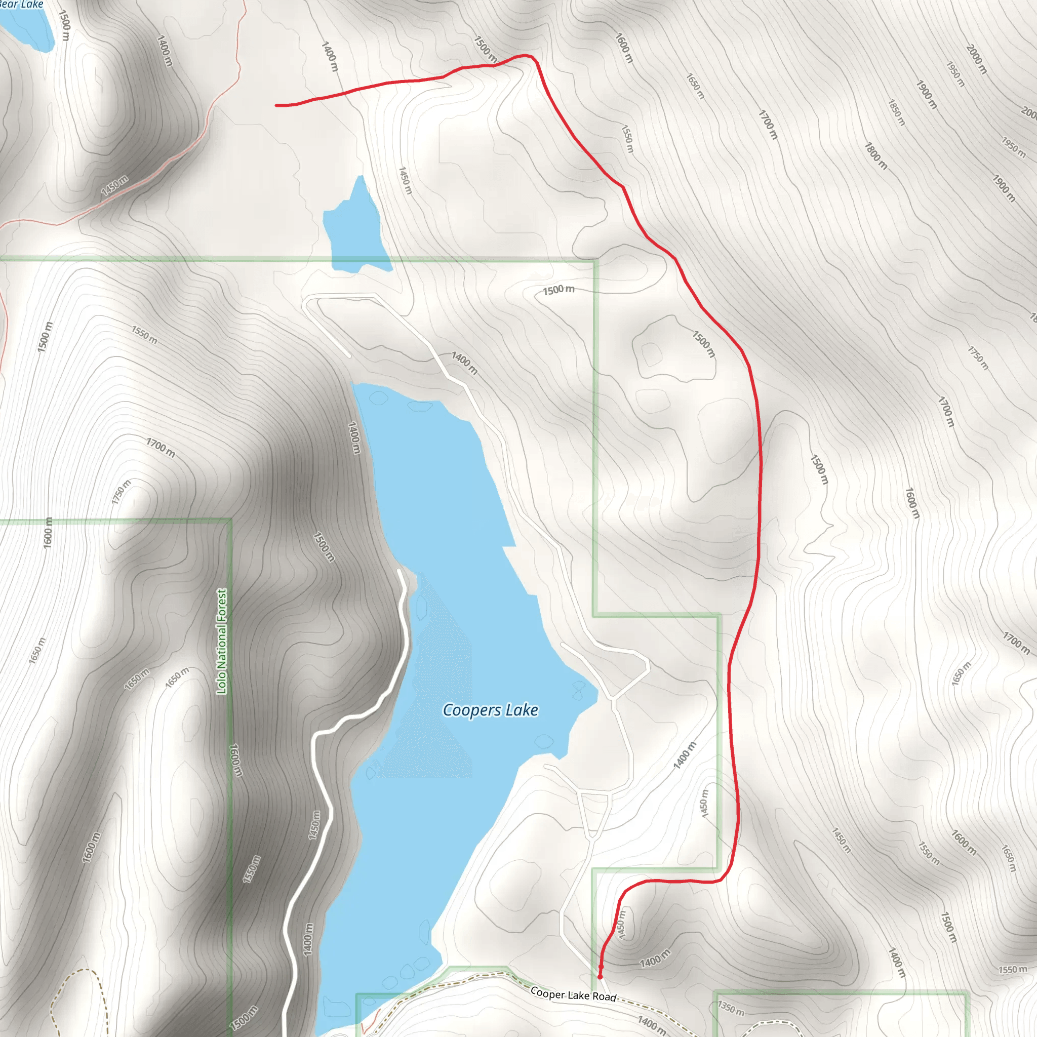 Coopers Lake Trail mobile static map