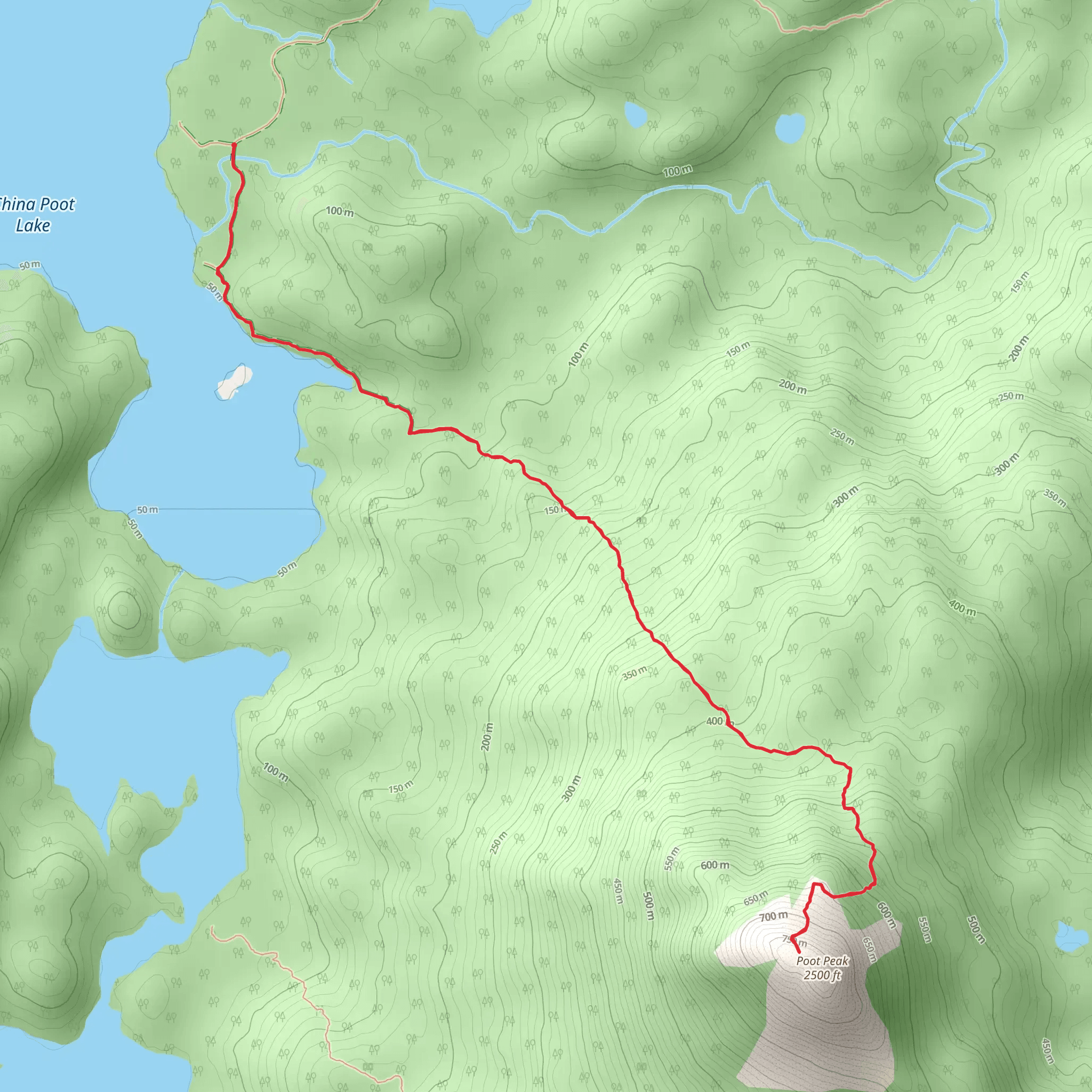 Poot Peak via China Poot Lake Trail mobile static map