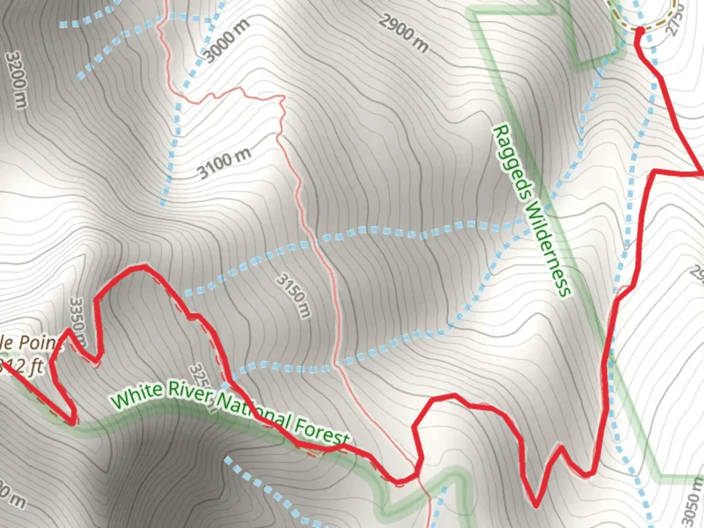 An image depicting the trail Marble Point via Yule Pass Trail and its surrounding area.