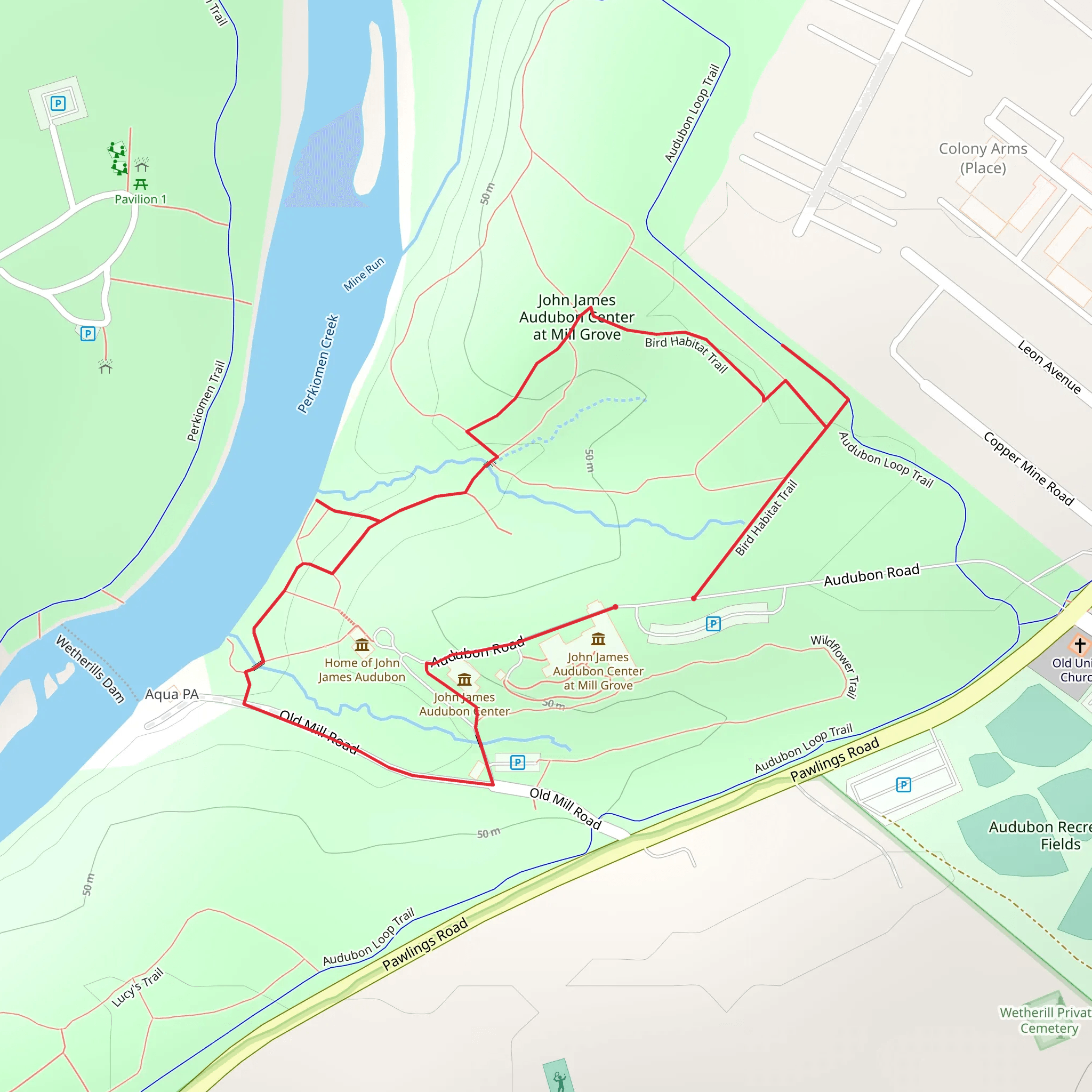 Bird Habitat Loop Trail mobile static map
