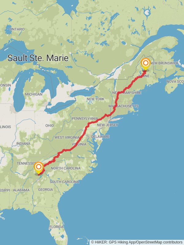 Appalachian Trail mobile static map