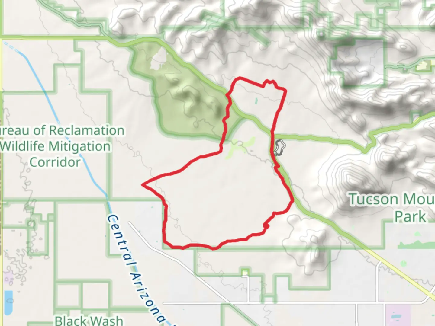 An image depicting the trail Ironwood Trail Prospector Trail and Orcutt Trail Loop and its surrounding area.