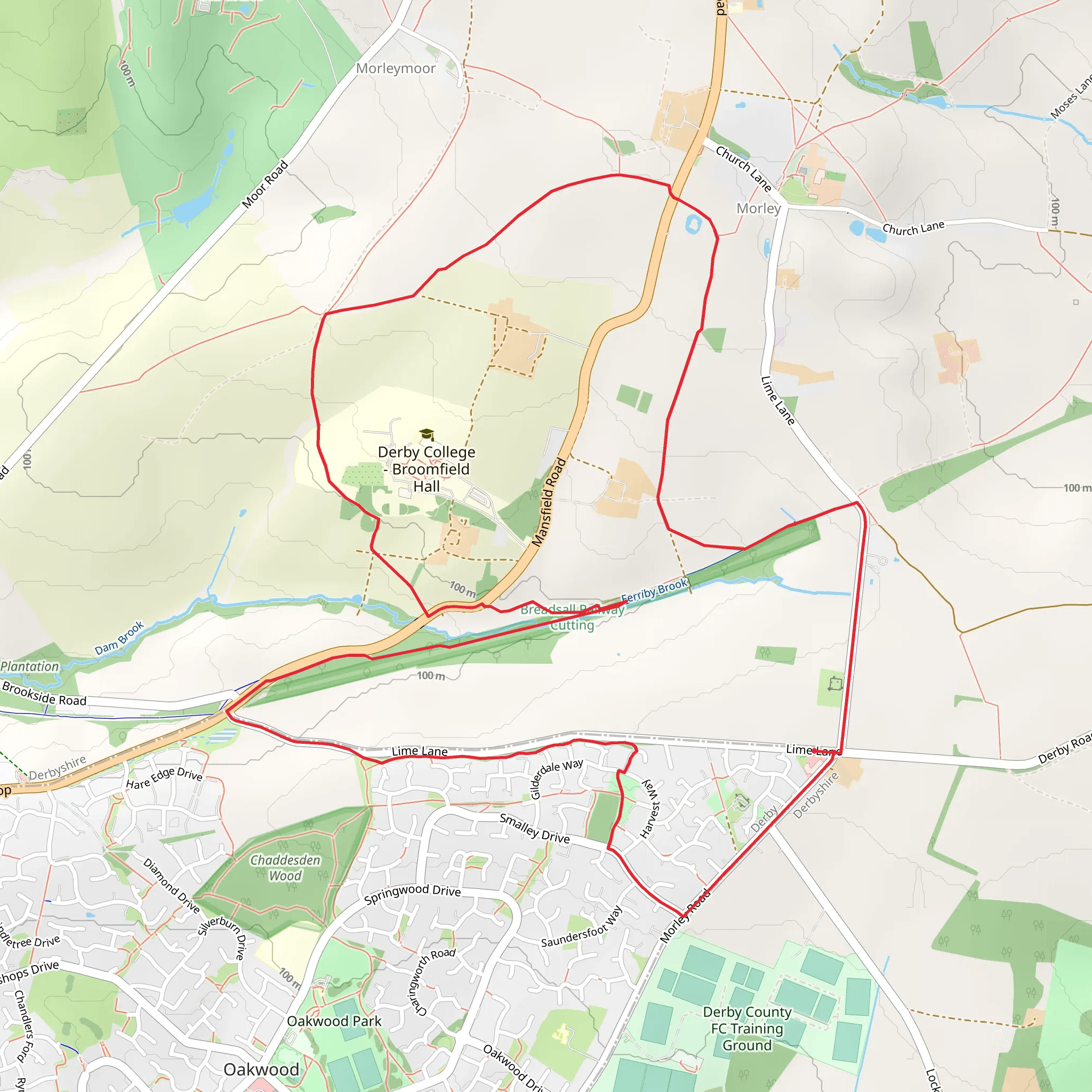 Breadsall Railway Cutting and Great Northern Greenway mobile static map