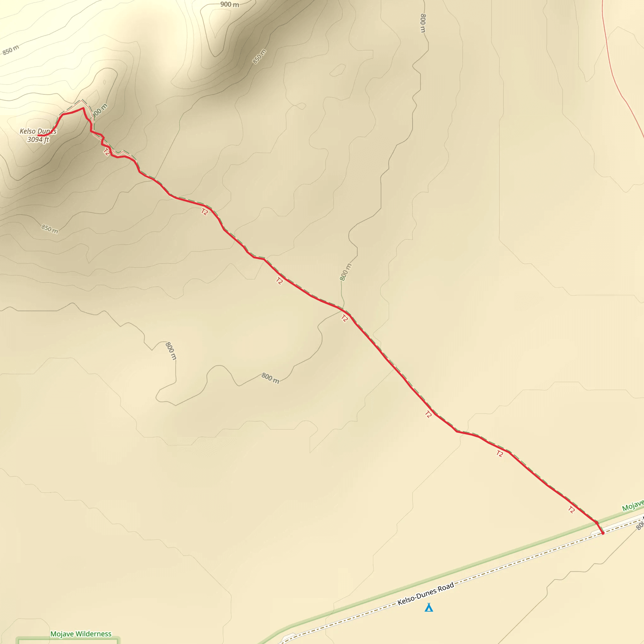 Kelso Dunes Trail mobile static map