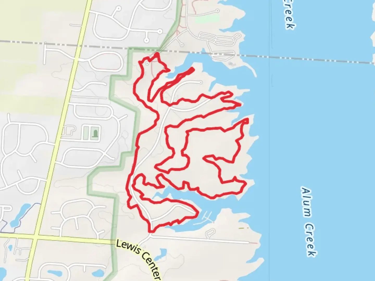 An image depicting the trail Alum Creek West Shore Loop - Lewis Center Road and its surrounding area.