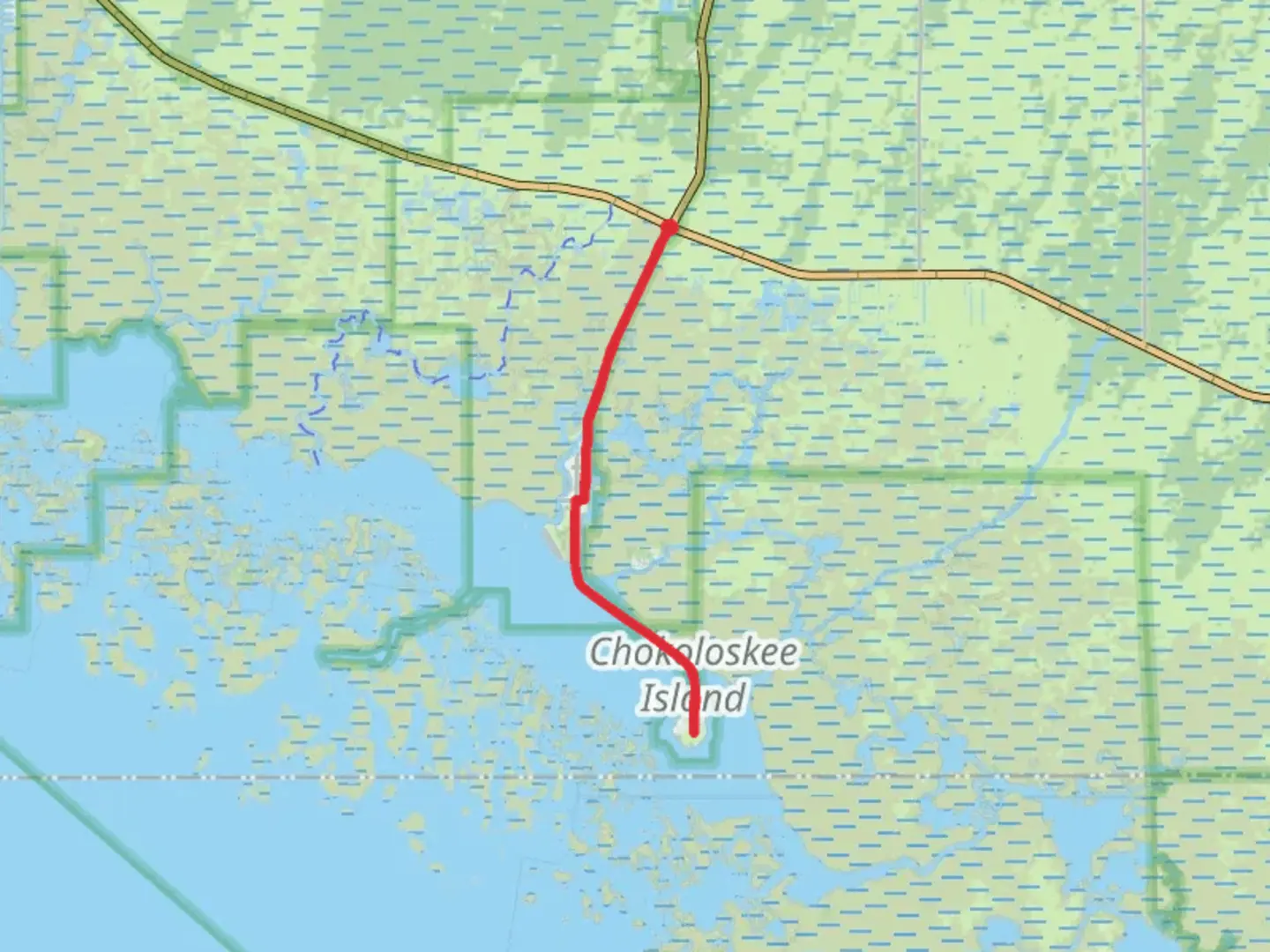 An image depicting the trail Everglades City to Chokoloskee and its surrounding area.