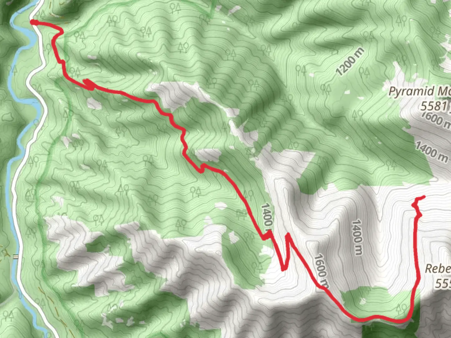 An image depicting the trail Rebel Rock Trail and its surrounding area.
