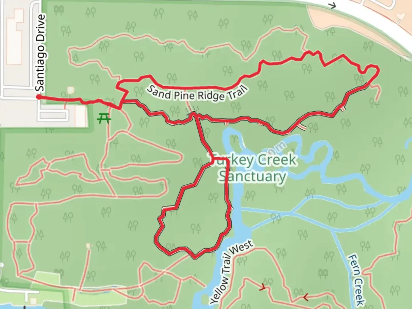 An image depicting the trail Sand Pine Ridge and Hammock Loop Trail and its surrounding area.