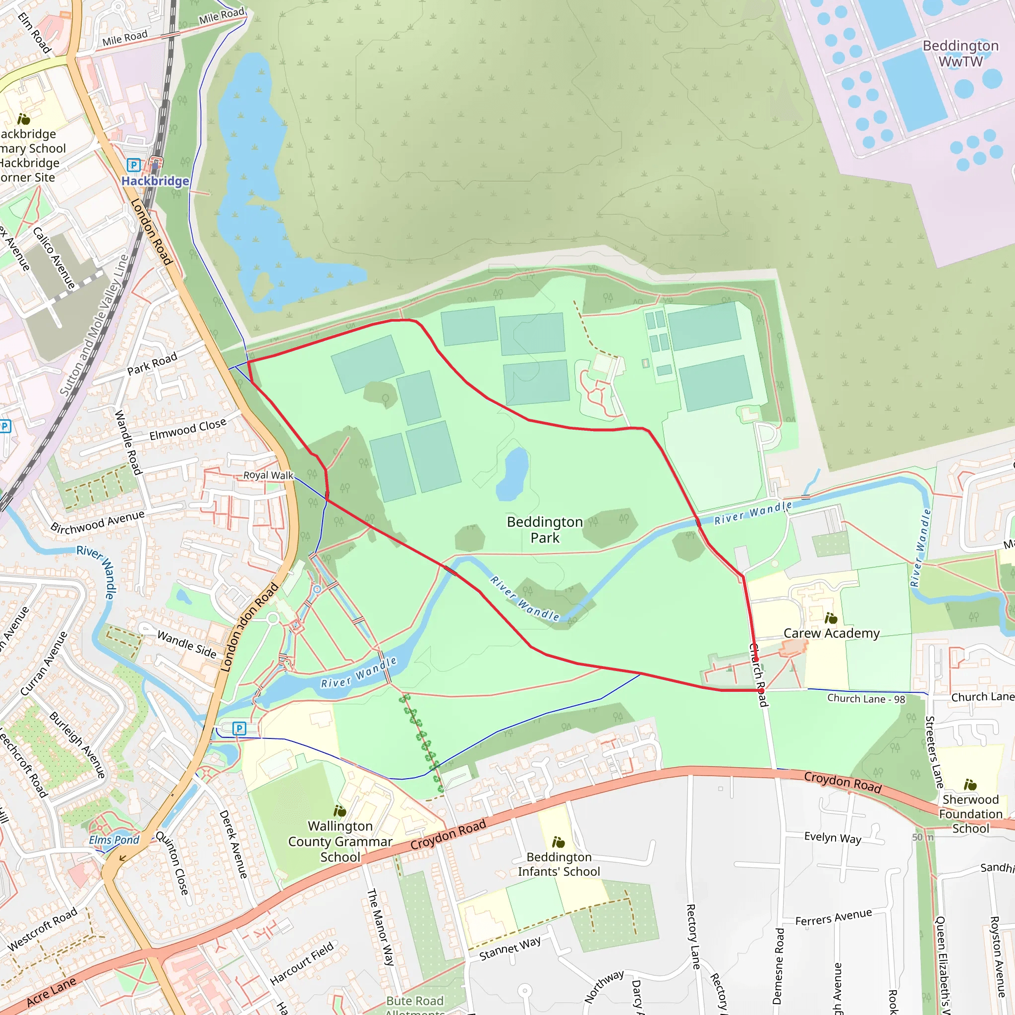 Beddington Park mobile static map