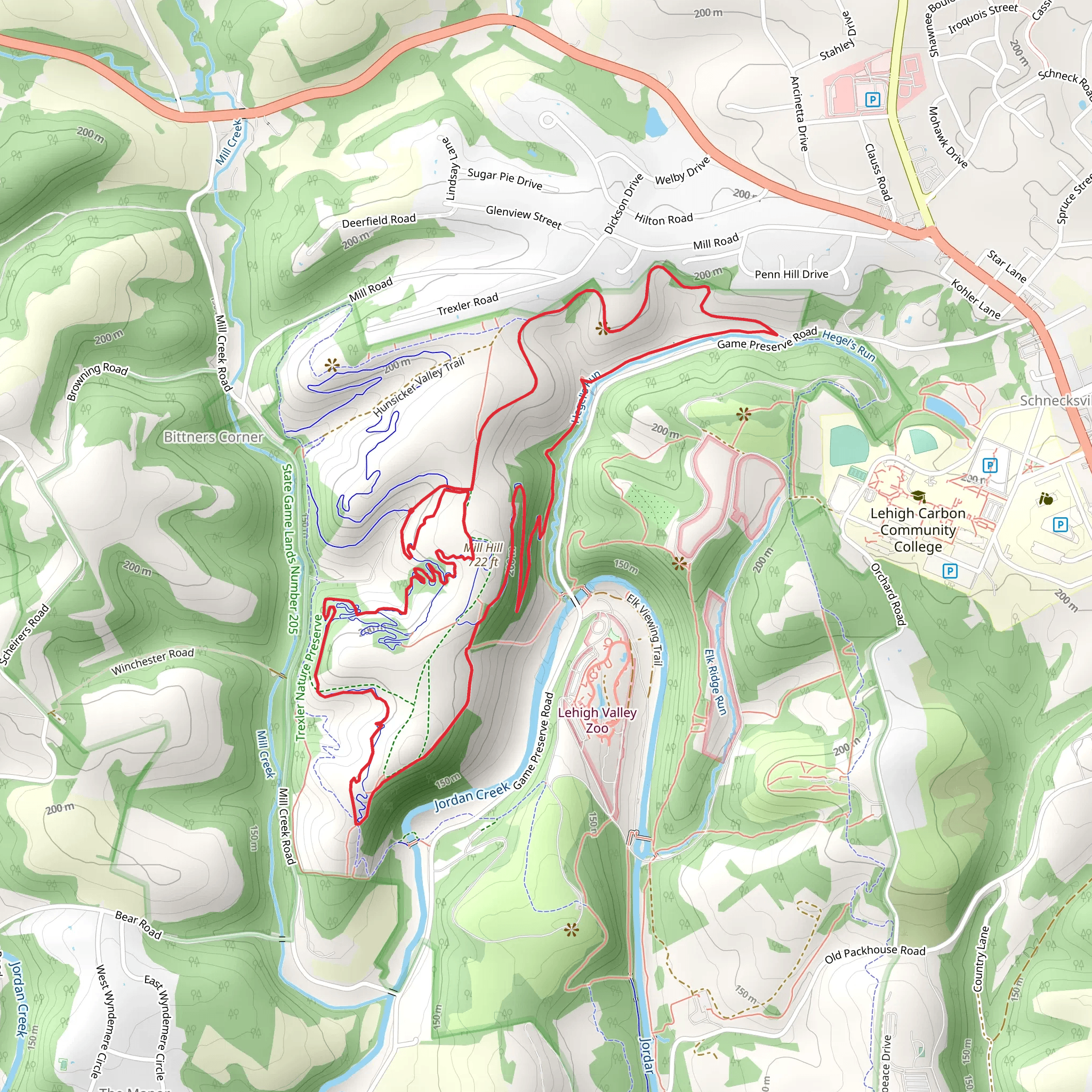 Mill Hill Loop via Turkey Ridge and Brian's Trail mobile static map