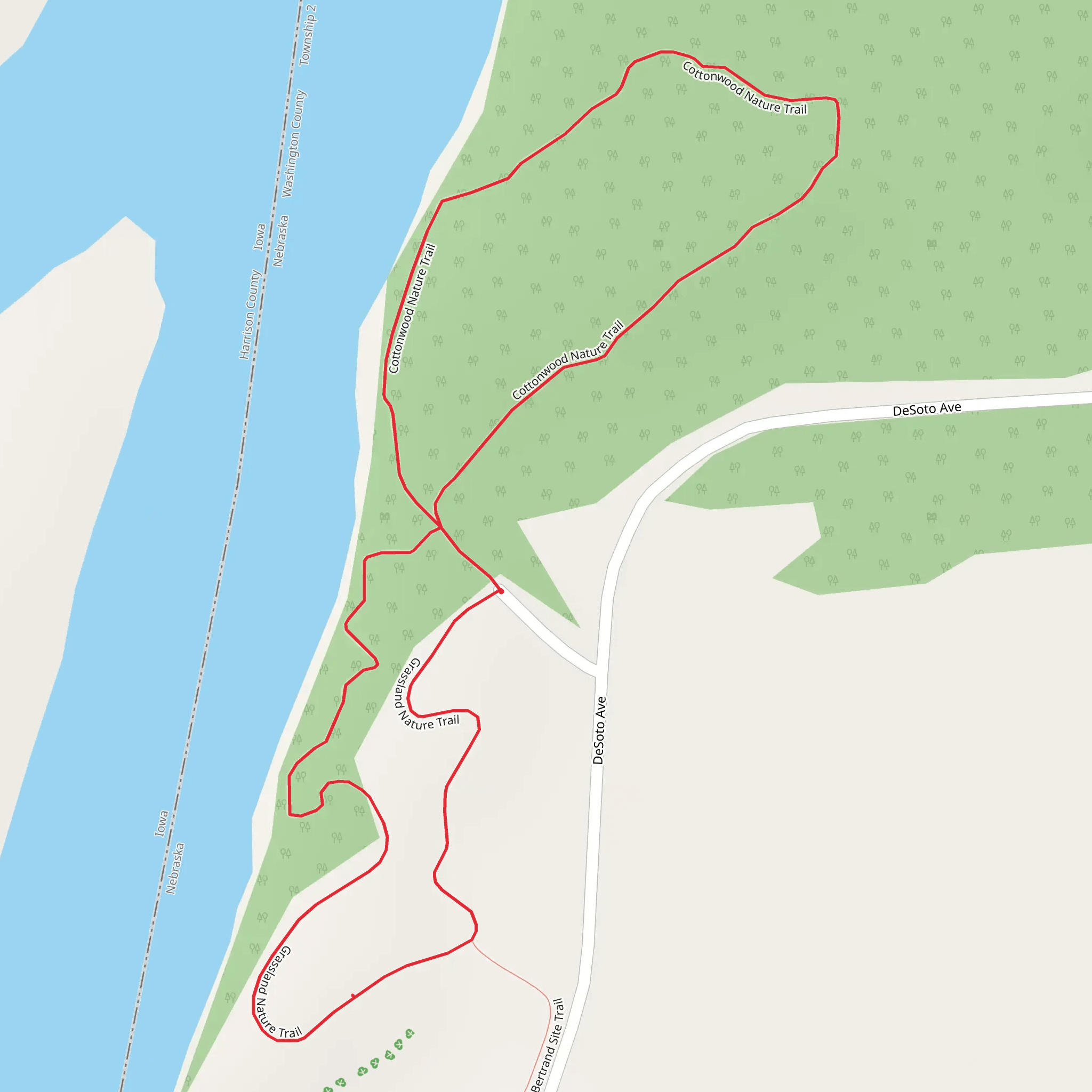 Cottonwood Nature and Grassland Nature Loop Trail mobile static map