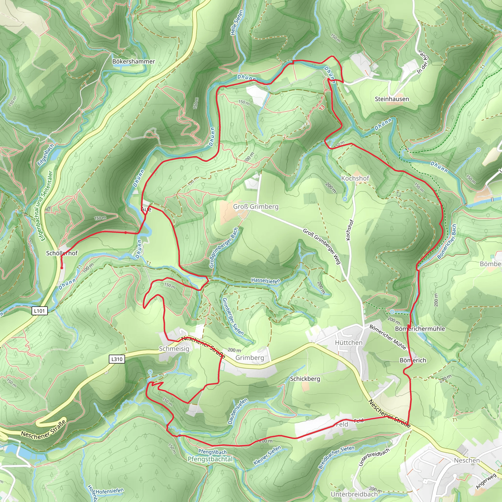 Altenberg Rundweg and Huettchen Rundweg Loop mobile static map