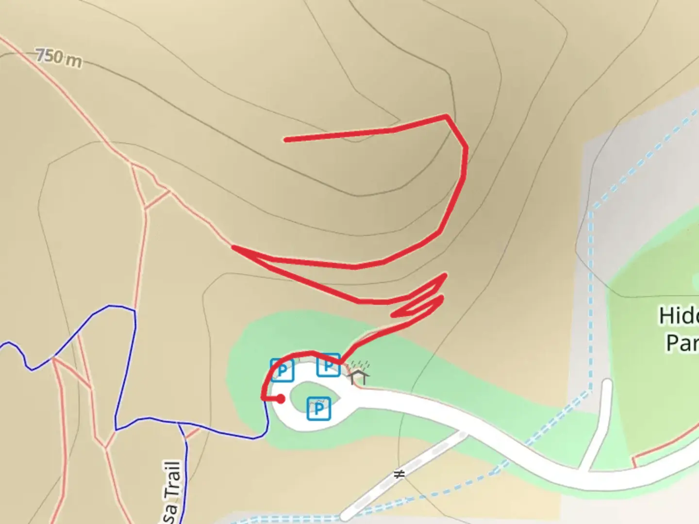 An image depicting the trail Hidden Falls Park Overlook and its surrounding area.