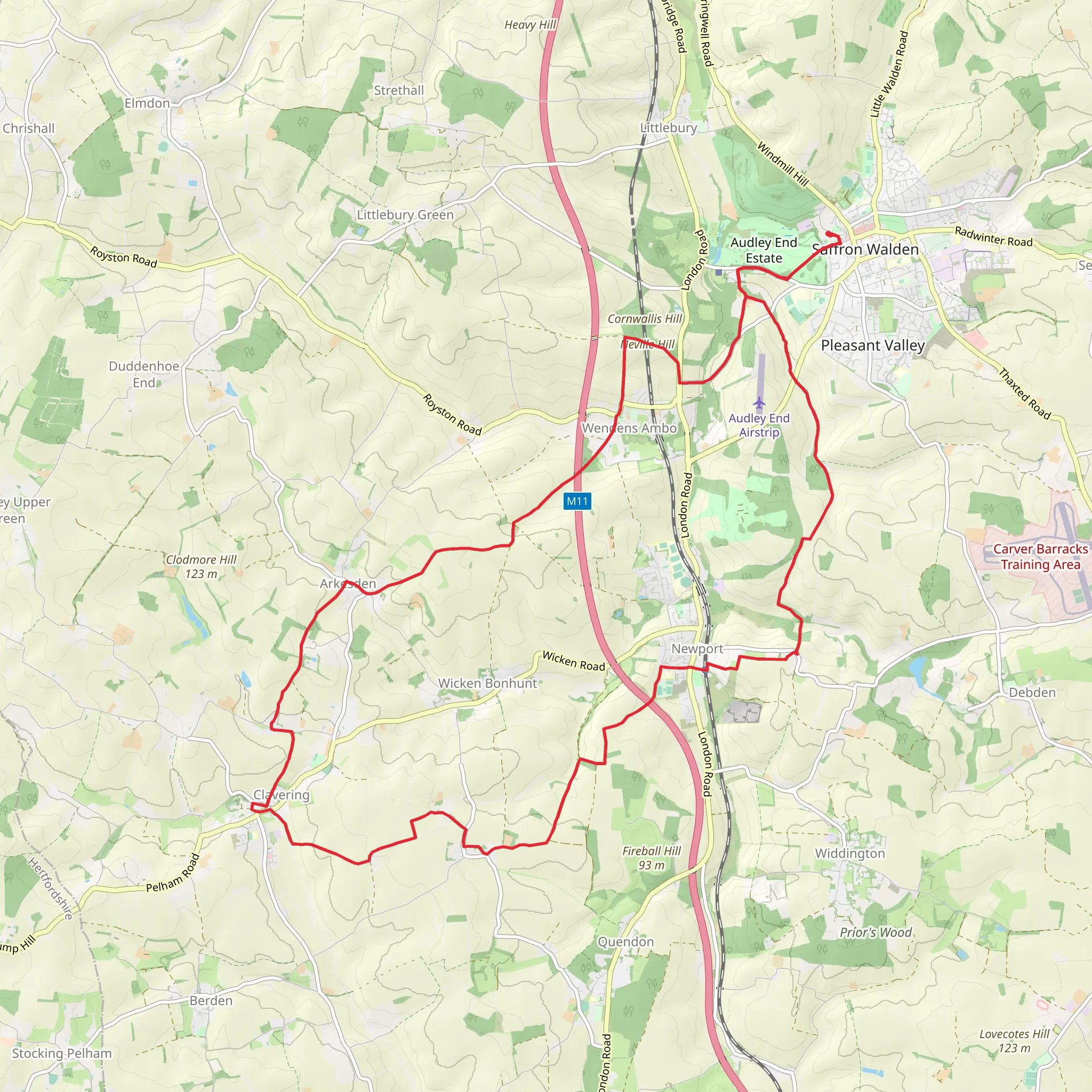 Saffron to Clavering Loop mobile static map