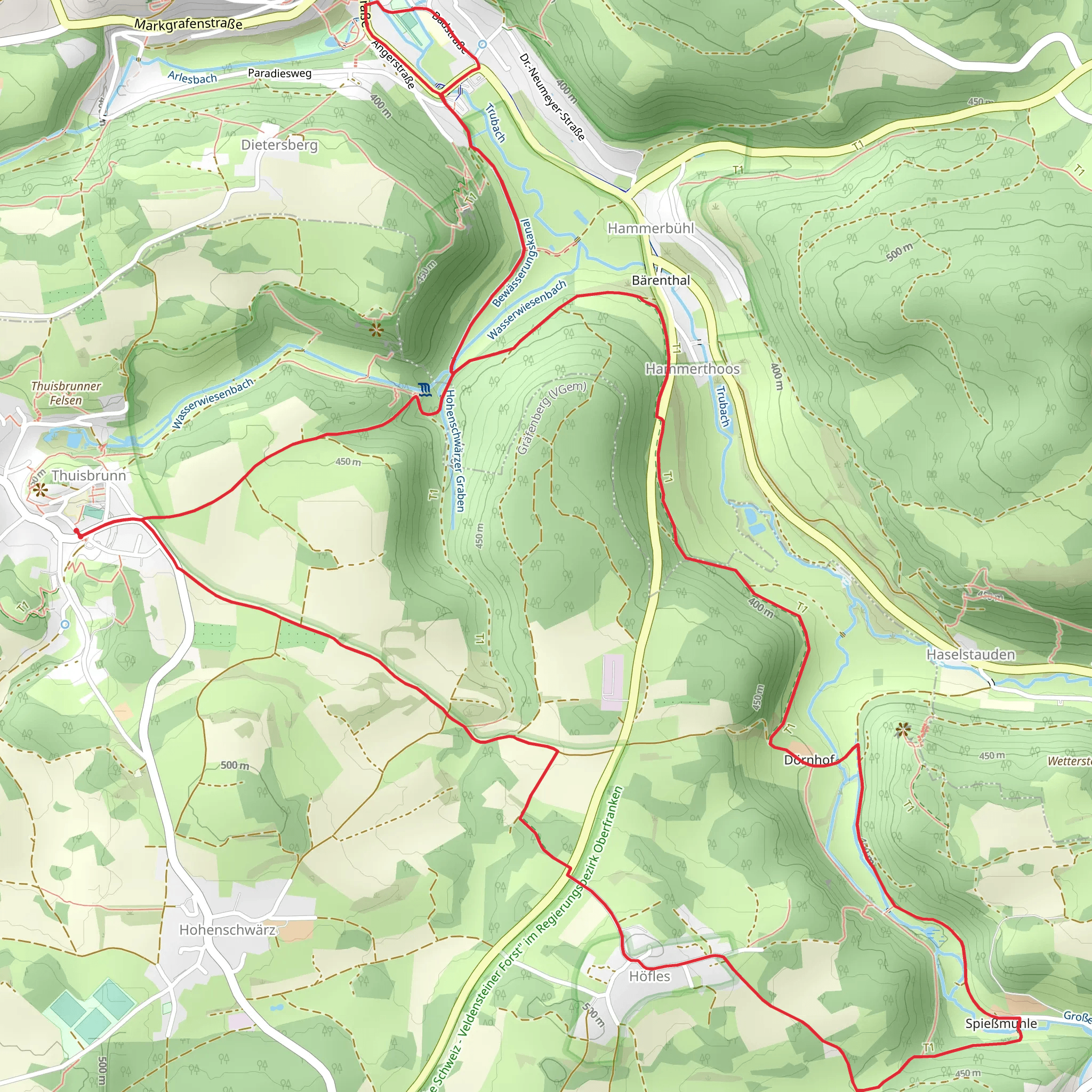 Thuisbrunn and Hofles Loop mobile static map