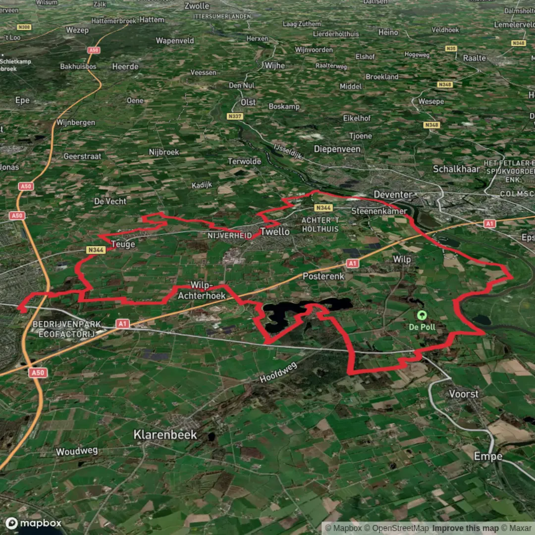 An image depicting the trail de Zanden, Lage Steenweg and Kruisallee Loop and its surrounding area.