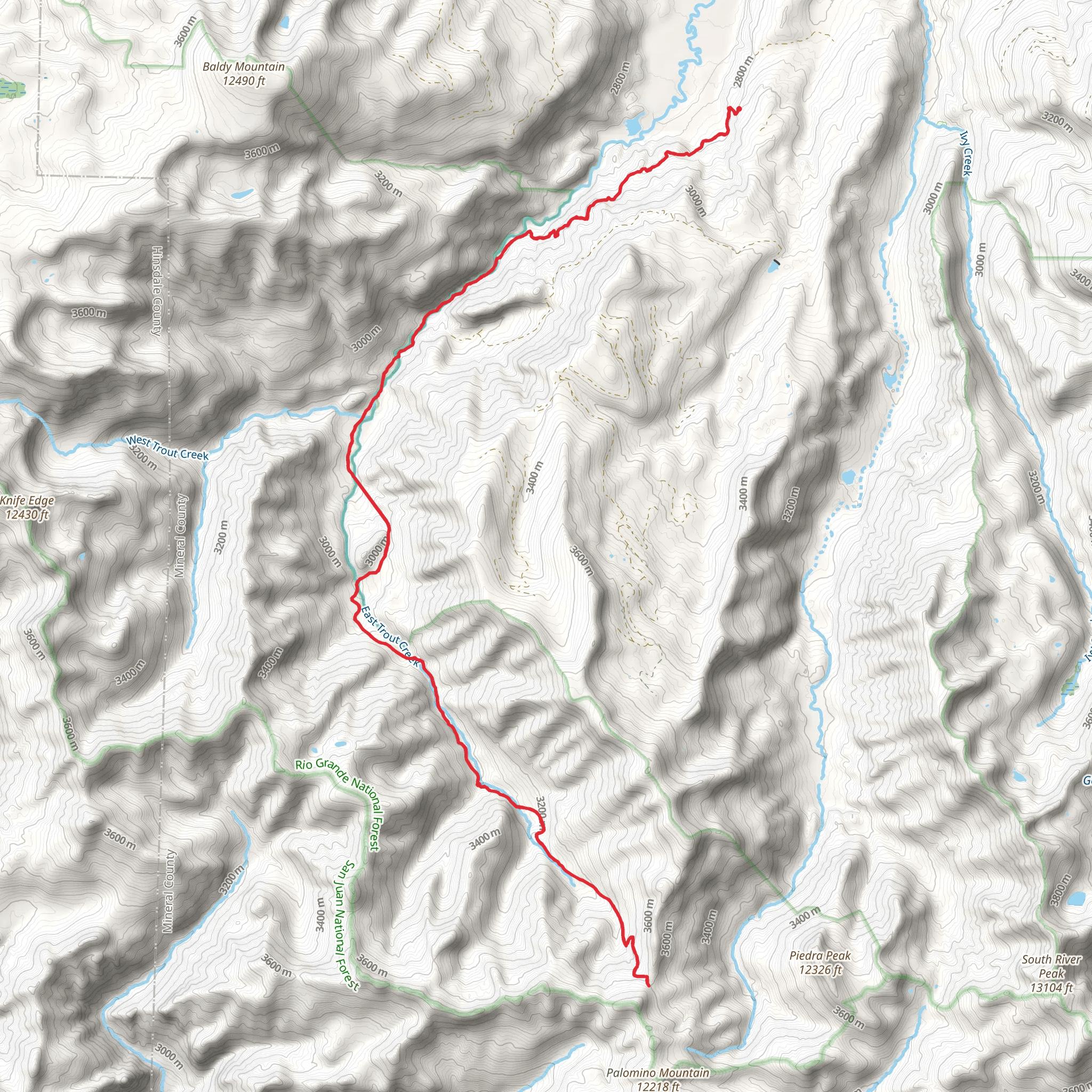 East Trout Trail via Trout Creek mobile static map