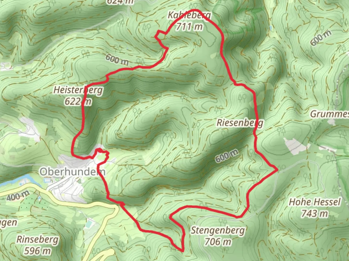 An image depicting the trail Oberhundemer Klippen, Kahlenberg and Helsterberg Loop and its surrounding area.