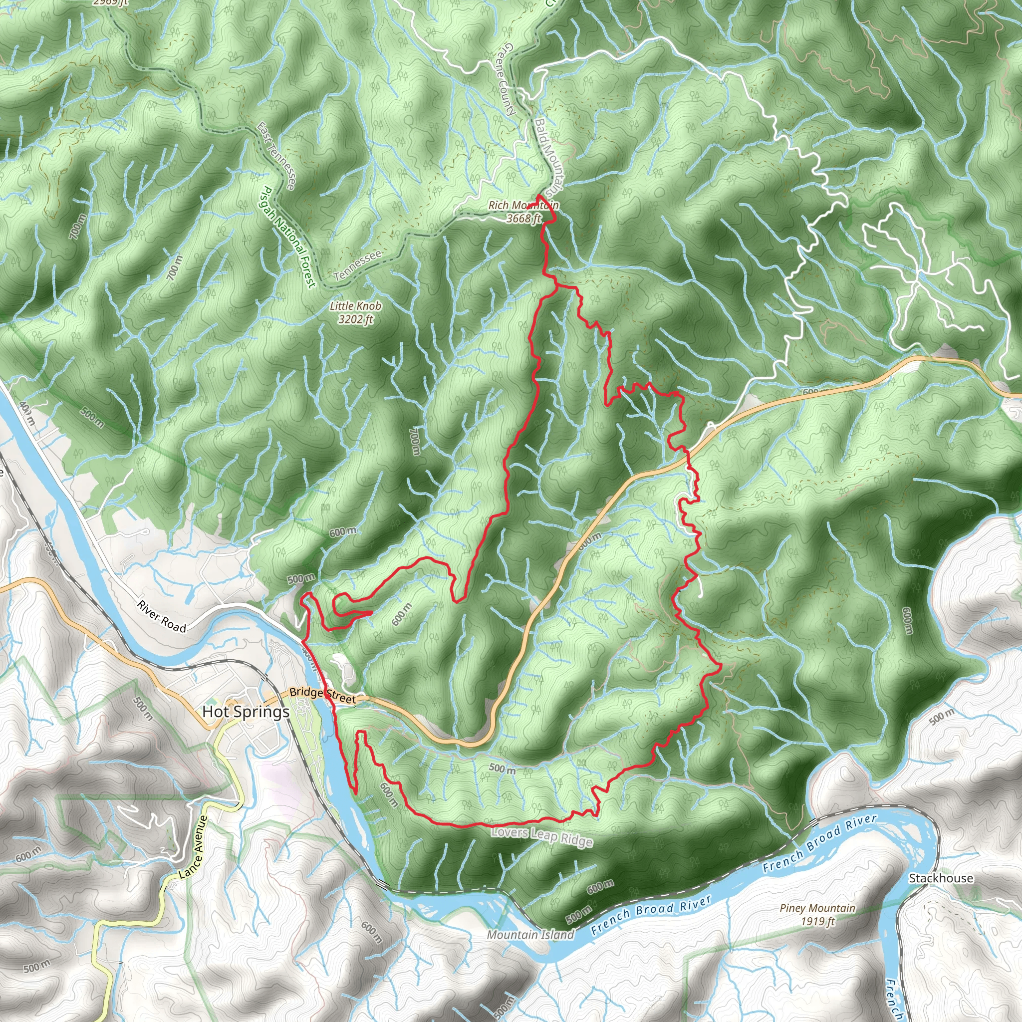 Appalachian, Pump Gap, Rich Mountain and Roundtop Ridge Loop Trail mobile static map