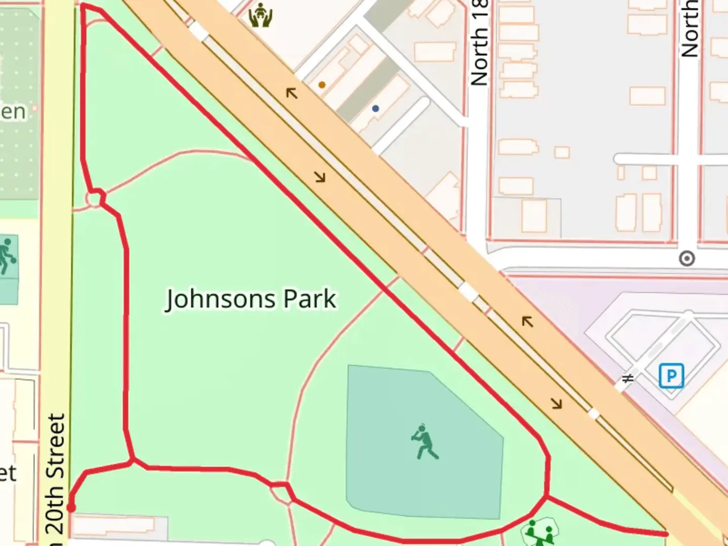 An image depicting the trail Johnsons Park Loop Walk and its surrounding area.