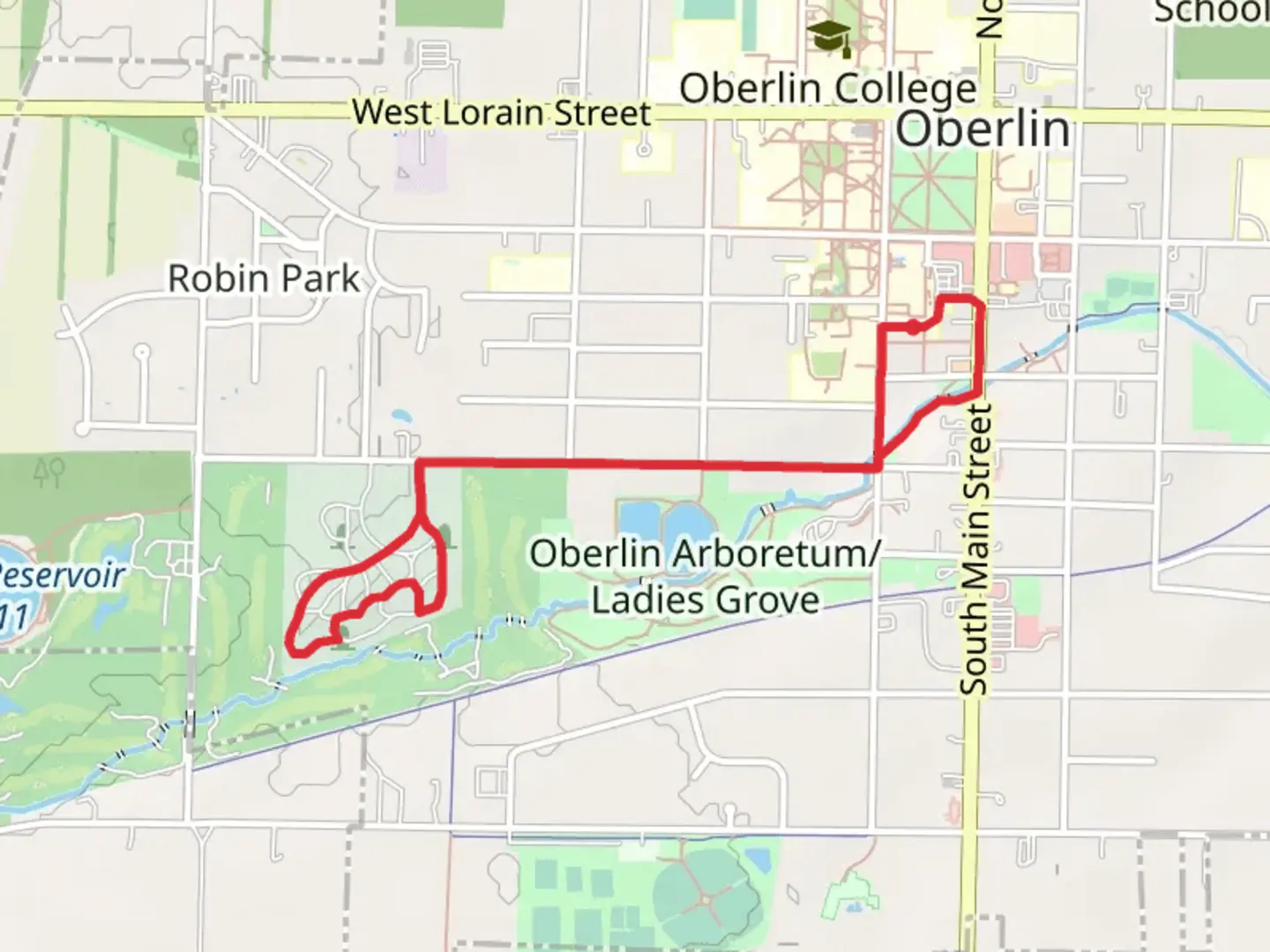 An image depicting the trail Wright Memorial Park and Westwood Cemetery Loop and its surrounding area.