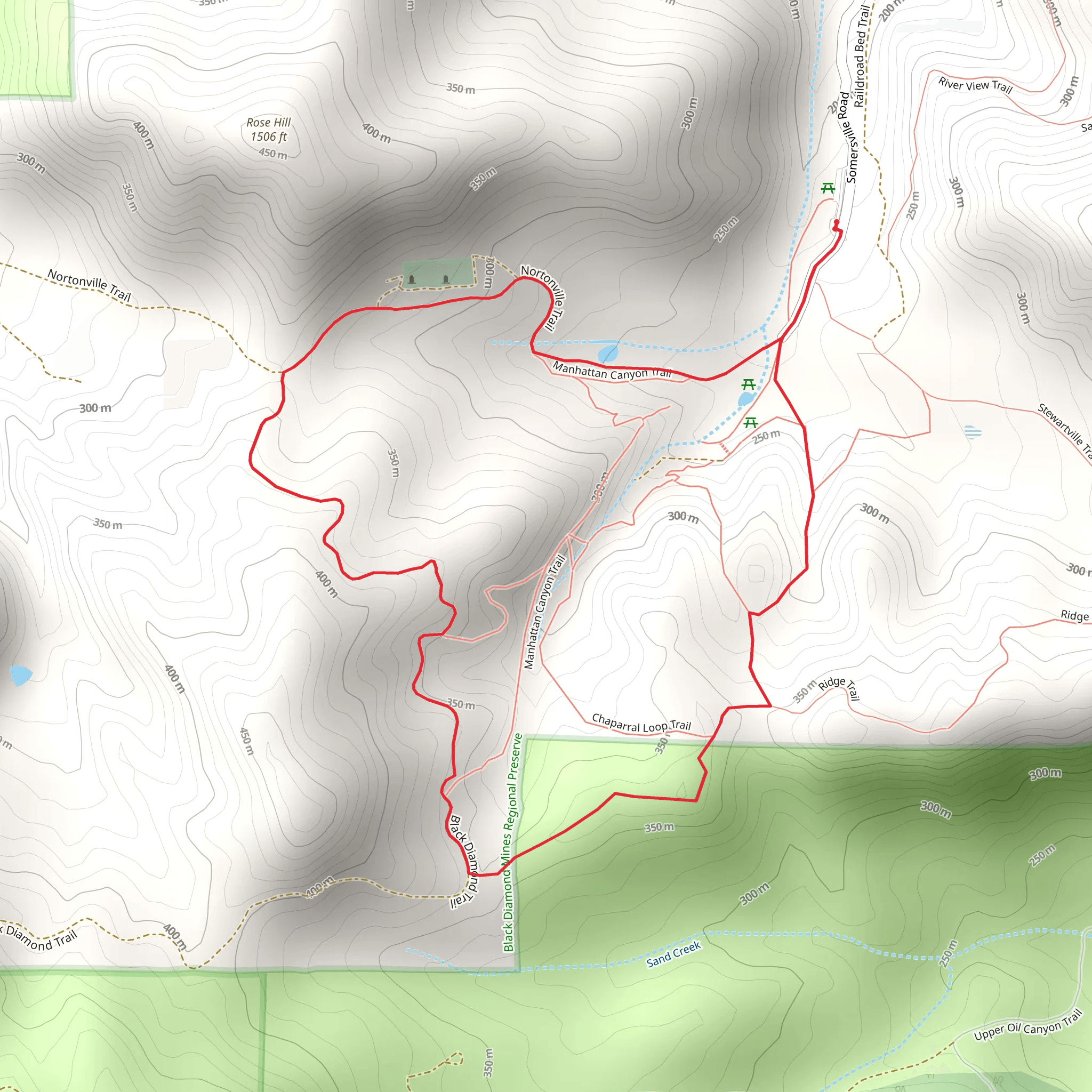 Chaparral Trail and Rose Hill Cemetary Loop mobile static map
