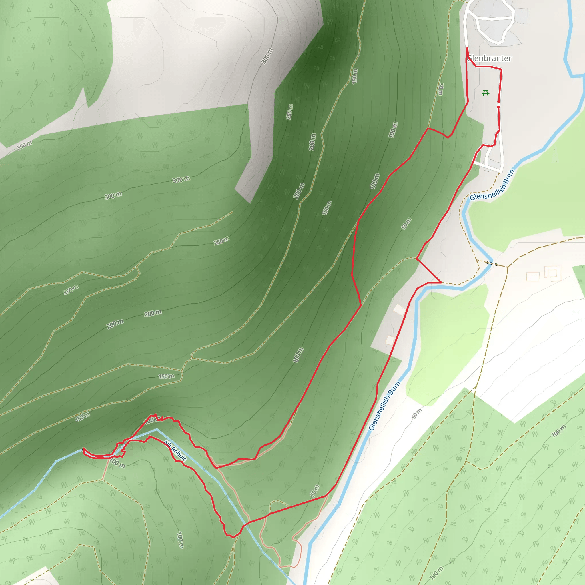 Allt Robuic Gorge Waterfalls Loop Trail mobile static map