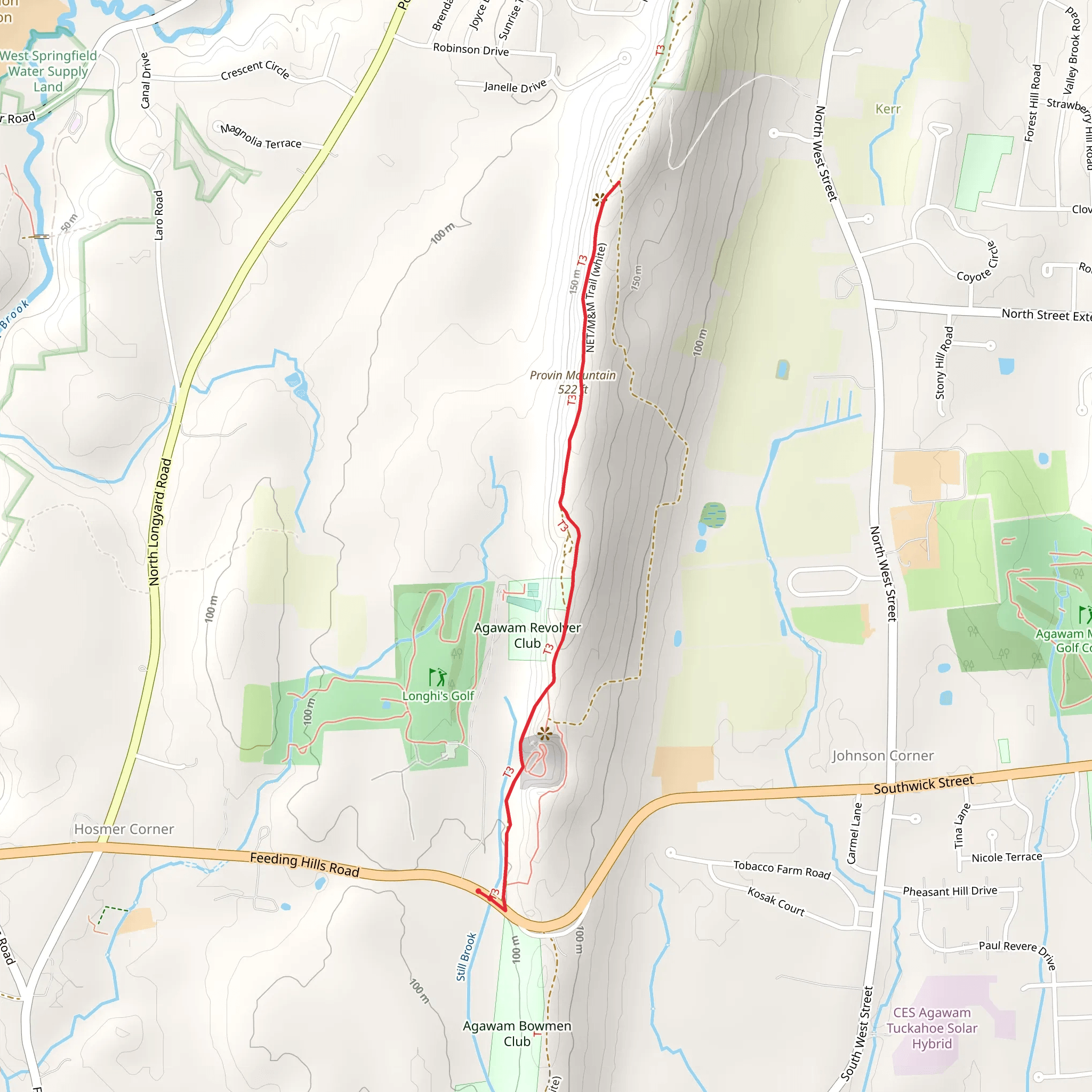 Provin Mountain via Metacomet - Monadnock Trail mobile static map