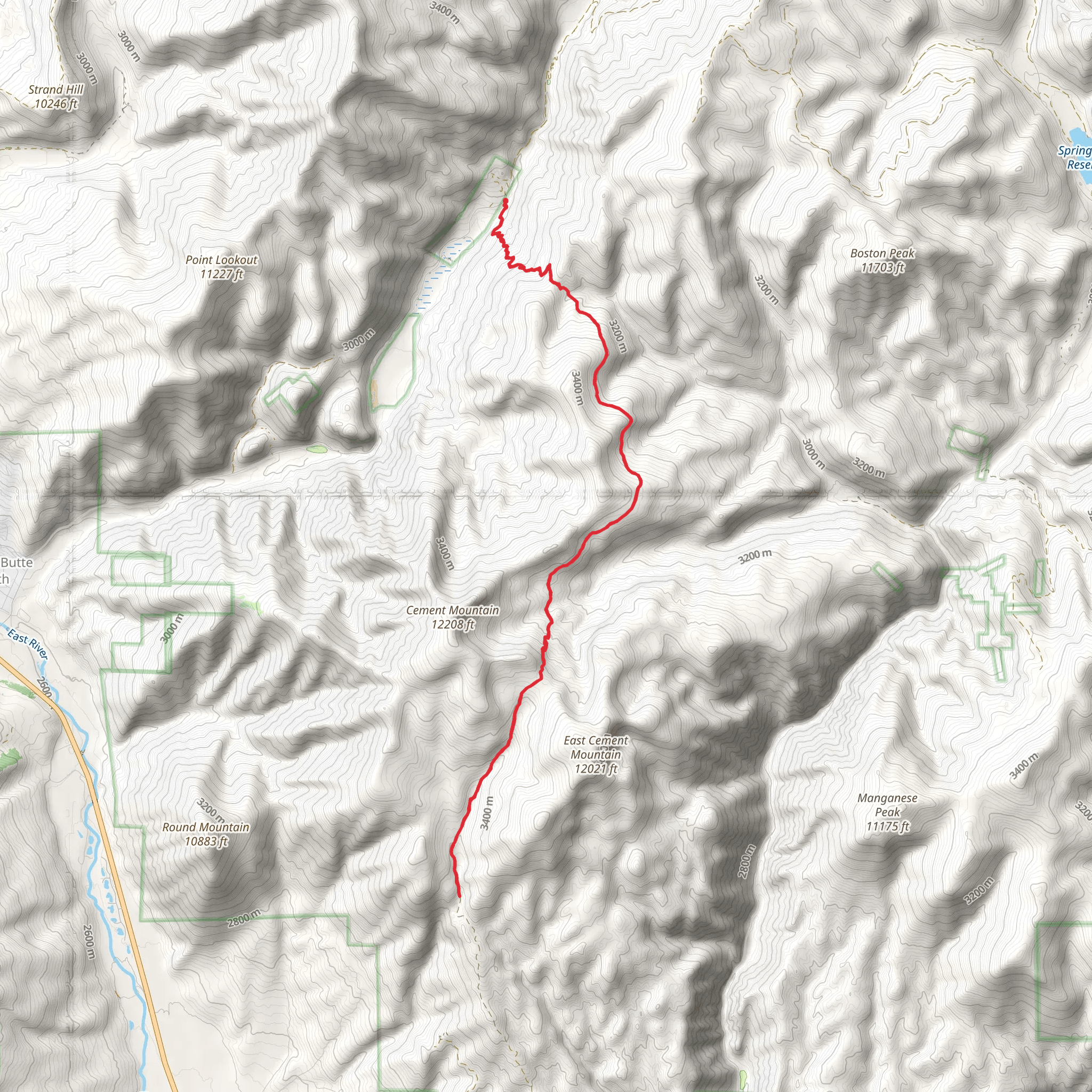 Cement Mountain Trail via Deadman Gulch Trail mobile static map